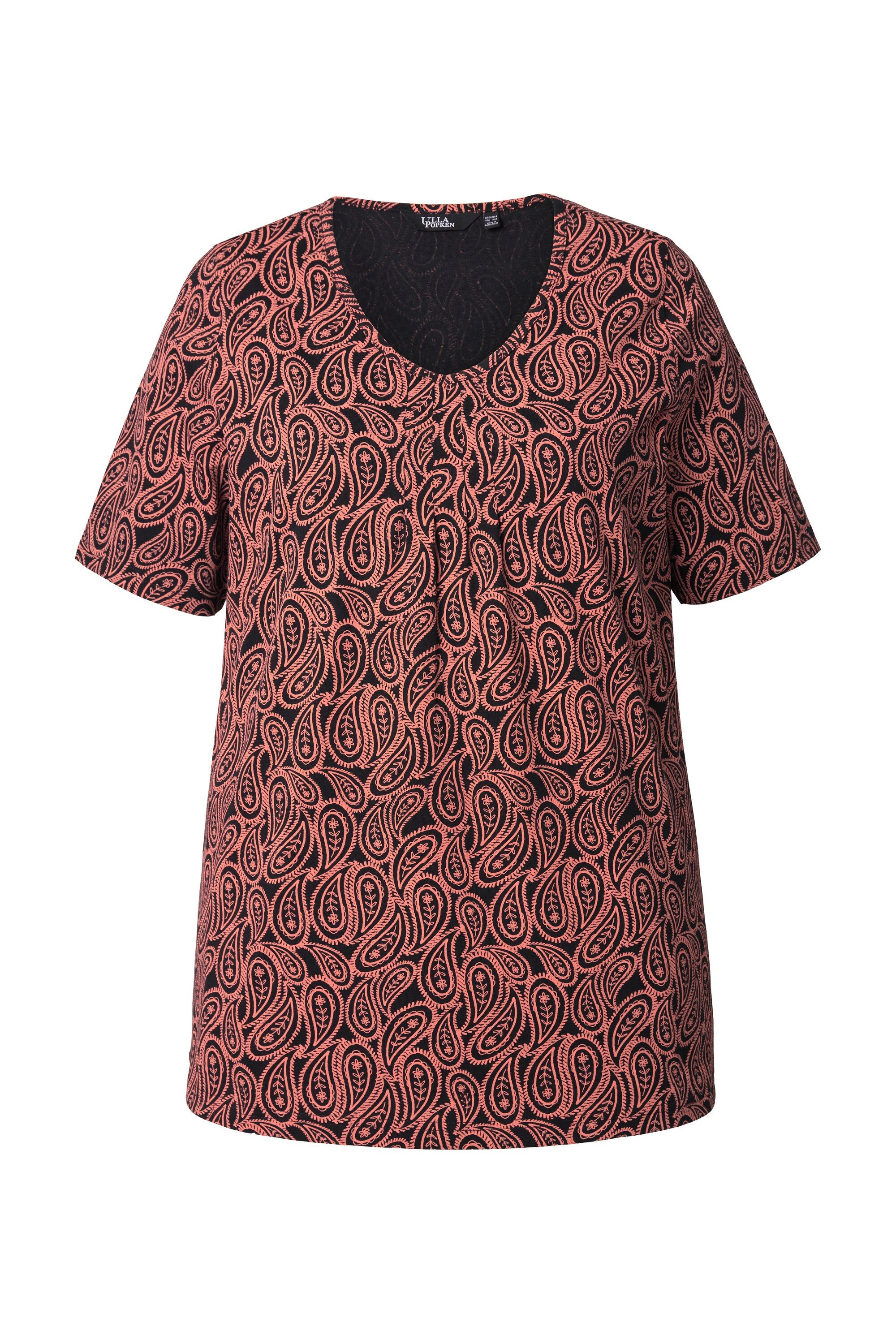 Ulla Popken T-Shirt T-Shirt Zierfalten A-Linie V-Ausschnitt Halbarm günstig online kaufen