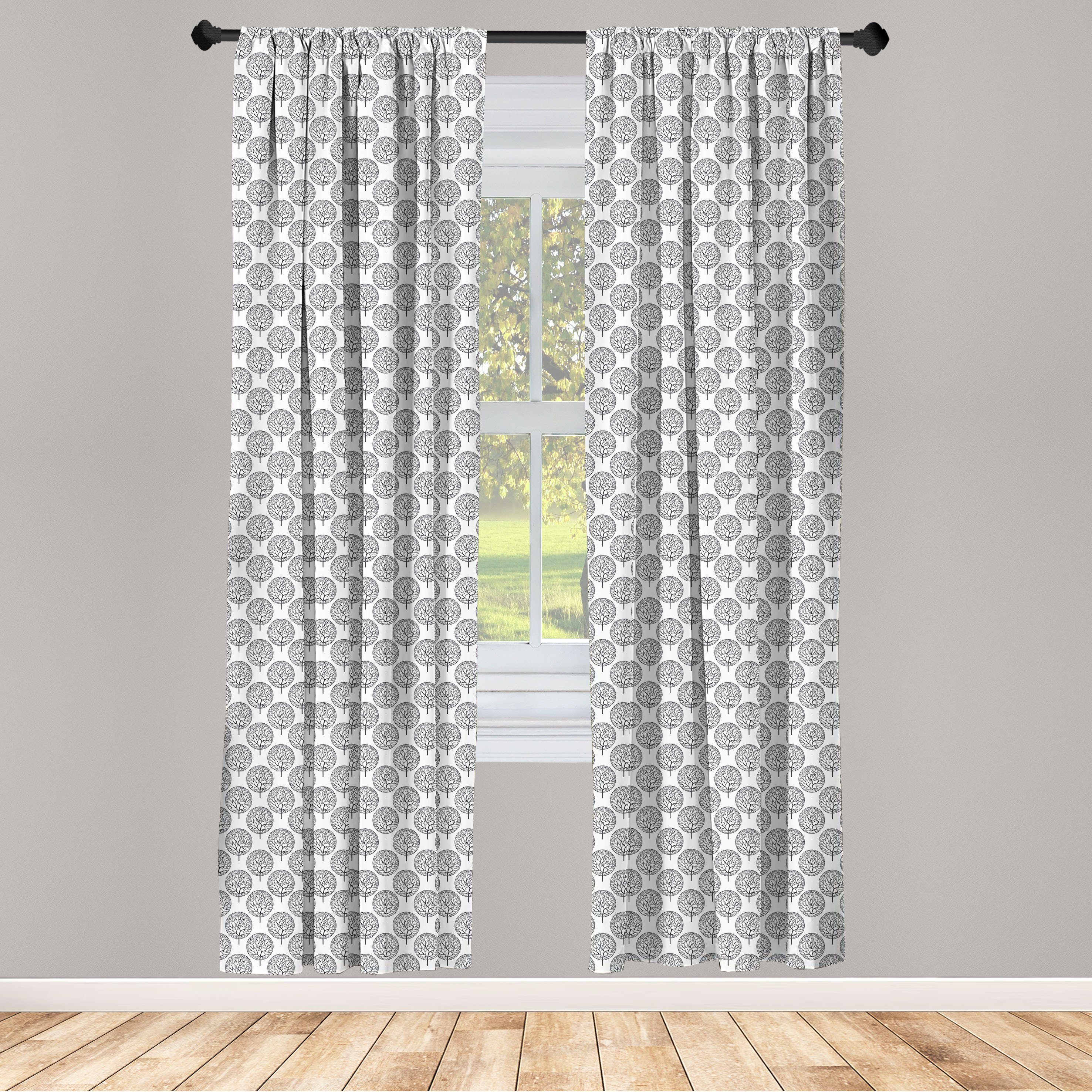 Gardine Vorhang für Wohnzimmer Schlafzimmer Dekor, Abakuhaus, Microfaser, Garten Blätter Kreise