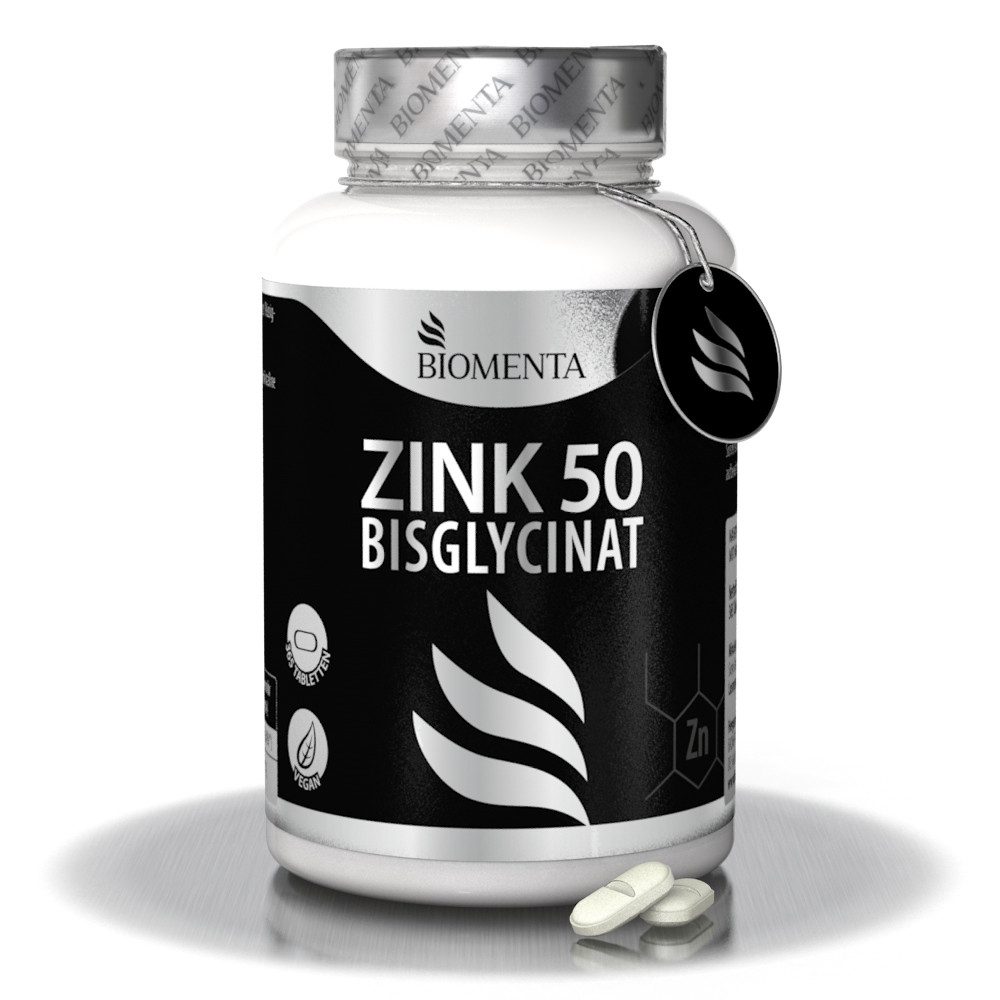 BIOMENTA Zink 50 - 365 Zink Tabletten je 50mg Zinkbisglycinat - Premiumqualität Tabletten, 365 St., 253 g
