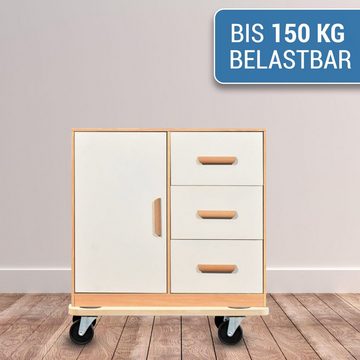 HMH Transportroller Möbelroller (LxBxH) 45x26x10cm Transportroller MDF Möbelhund Rollbrett, bis zu 150Kg gleichmäßig Belastbar, 4x Lenkrolle, 4 Anti-Rutschpads