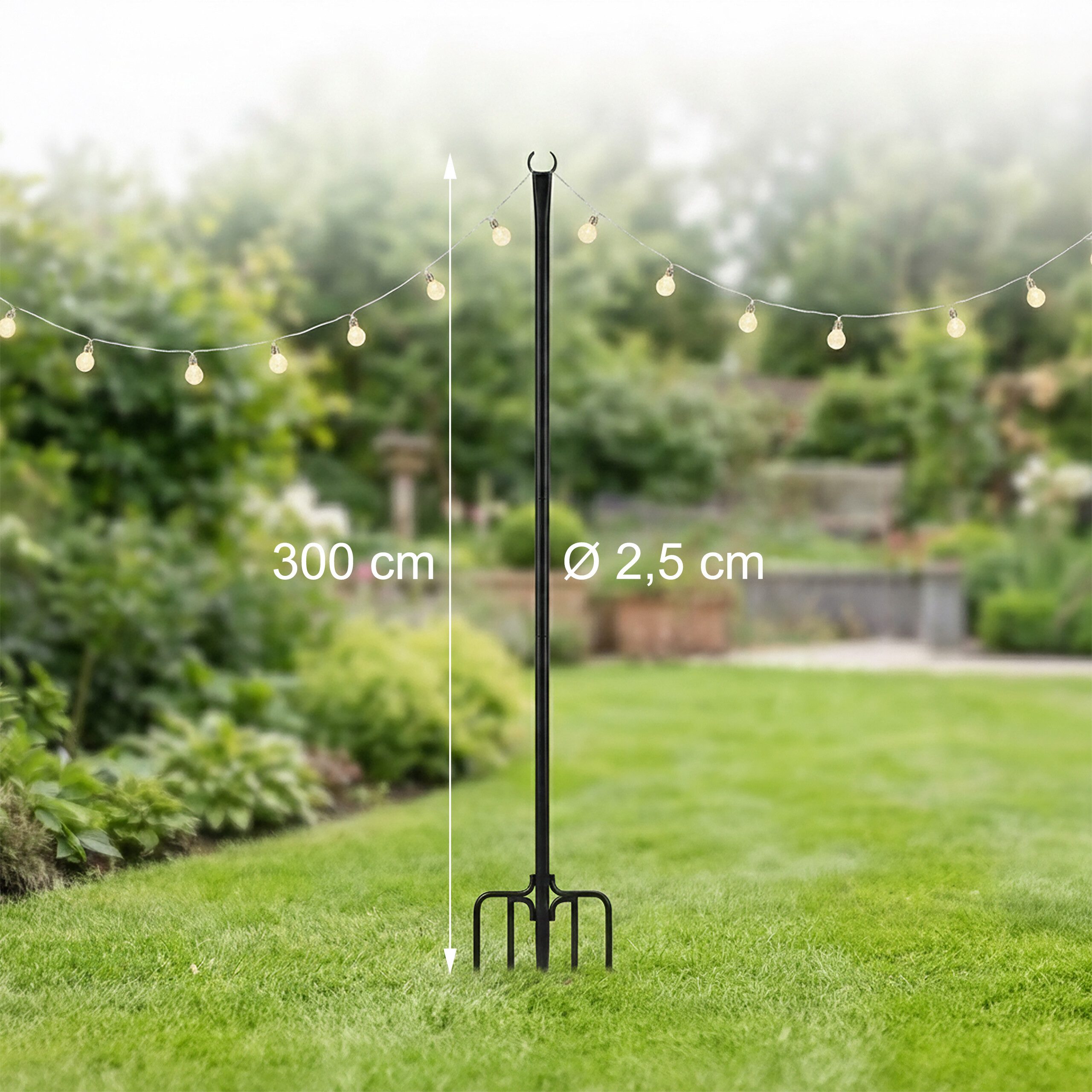 relaxdays Gartenstecker Lichterkettenstangen Set outdoor 3 m (6-St) 6er Pack – Bild 4 von 5