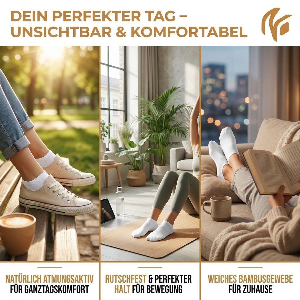 NoblesBox Kurzsocken Bambus Füßlinge Socken - No Show Socken - Unsichtbar & Rutschfest (Box, 6-Paar) Anti-Rutsch – Bild 4 von 5