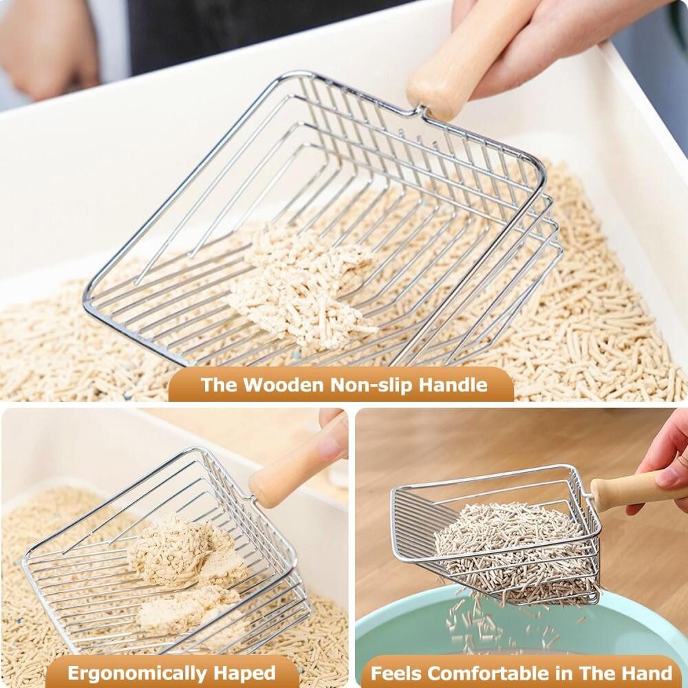 FELIXLEO Schaufel Katzenstreu Schaufel Metall Streuschaufel Katzenklo Edelstahl 7mm, (1 St)