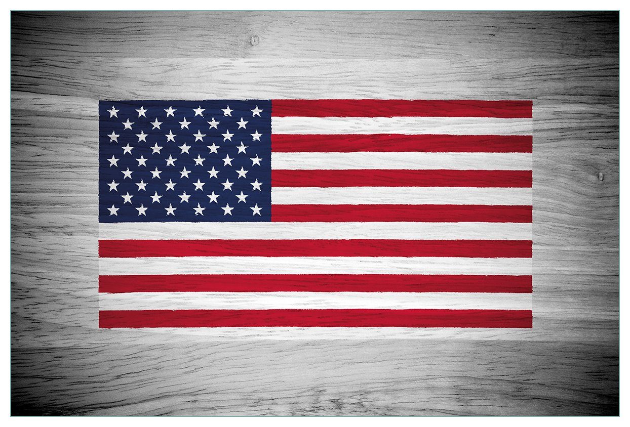 USA auf Wallario Holz, (1-tlg) Flagge Küchenrückwand