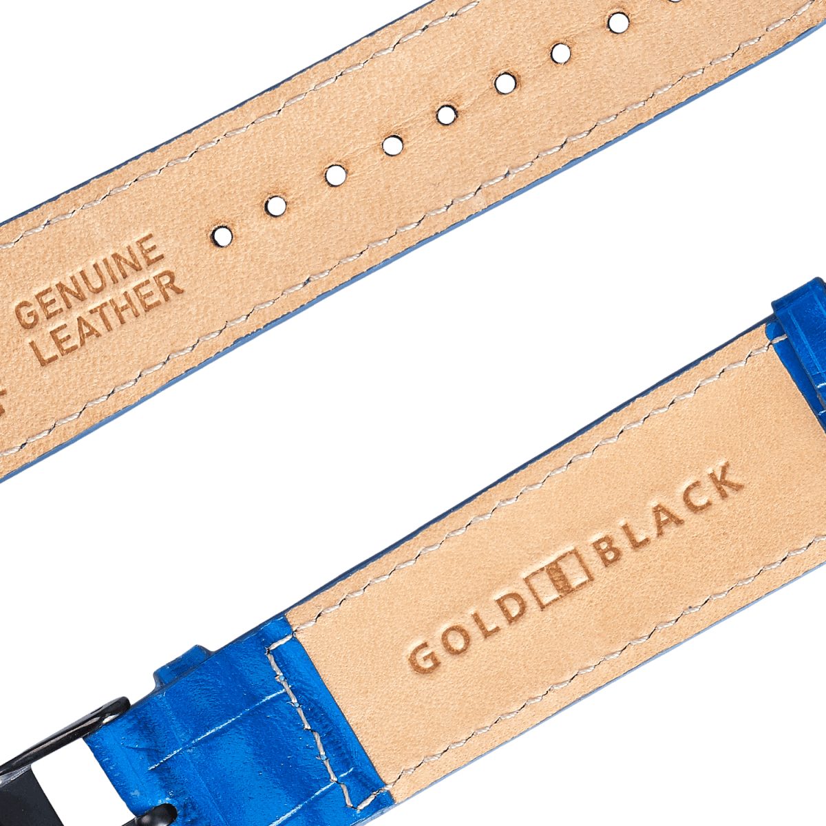 GOLDBLACK Smartwatch-Armband GOLDBLACK Apple Watch Armband KROKO-PRÄGUNG blau (Adapter schwarz)