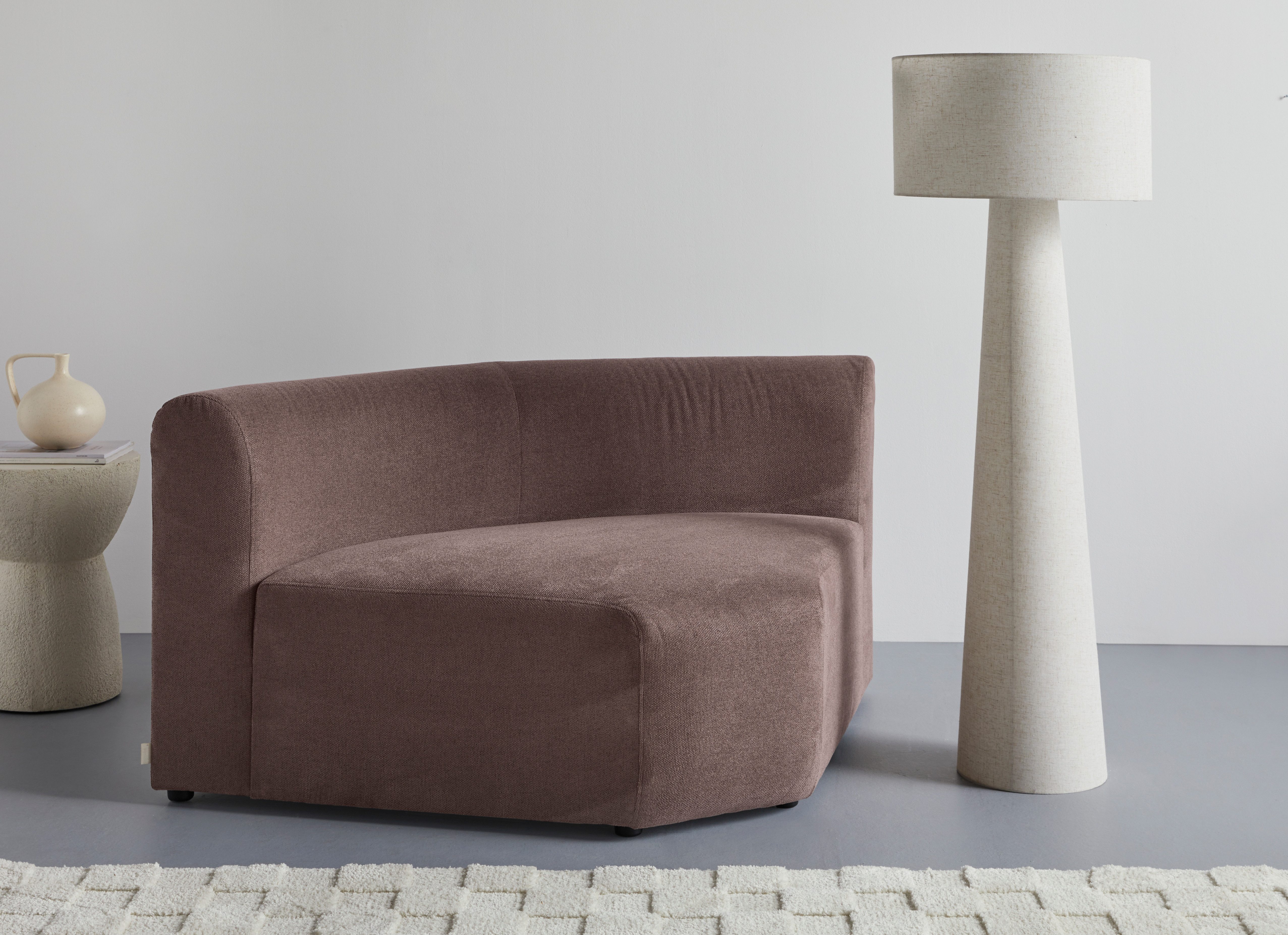 Sofa-Eckelement LYZA mit gerundeter Rückenlehne, Maße B/T/H: 122/104/74 cm