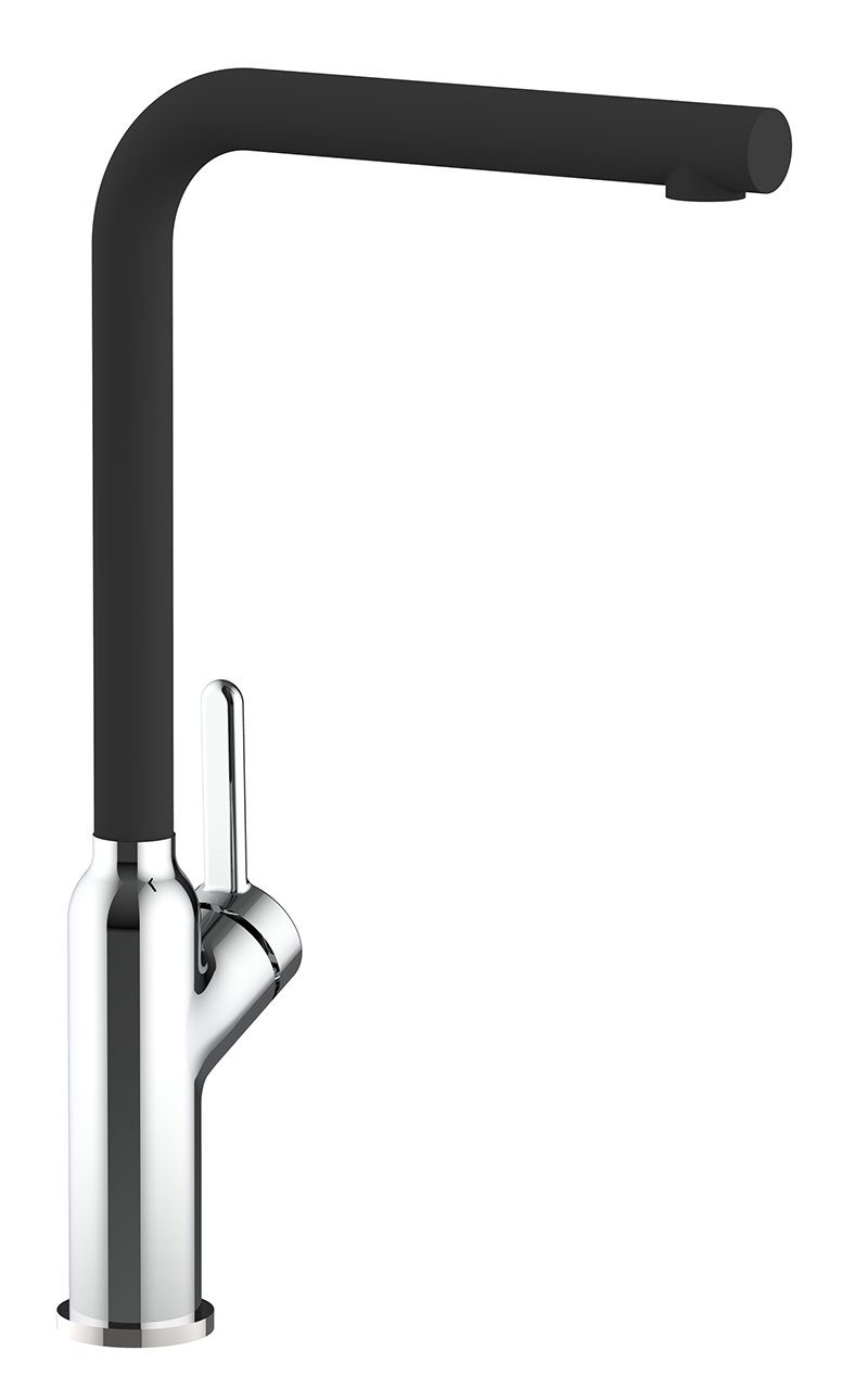 VIZIO Hochwertige Granit Hochdruck, Wasserhahn Auslauf Verchromung / mit schwenkbarem Schwarz 360° Küchenarmatur Design chrom Küchenarmatur Chrom