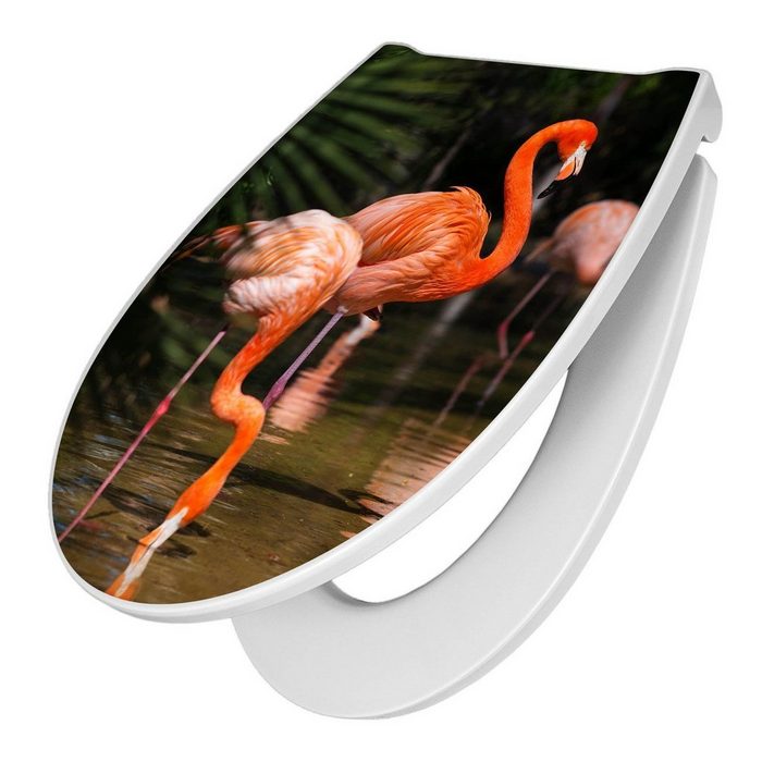 banjado WC-Sitz Motiv Flamingo (umweltfreundliches Material & Take-Off Technologie Softclose Absenkautomatik) 45 x 38 4 x 4 2cm