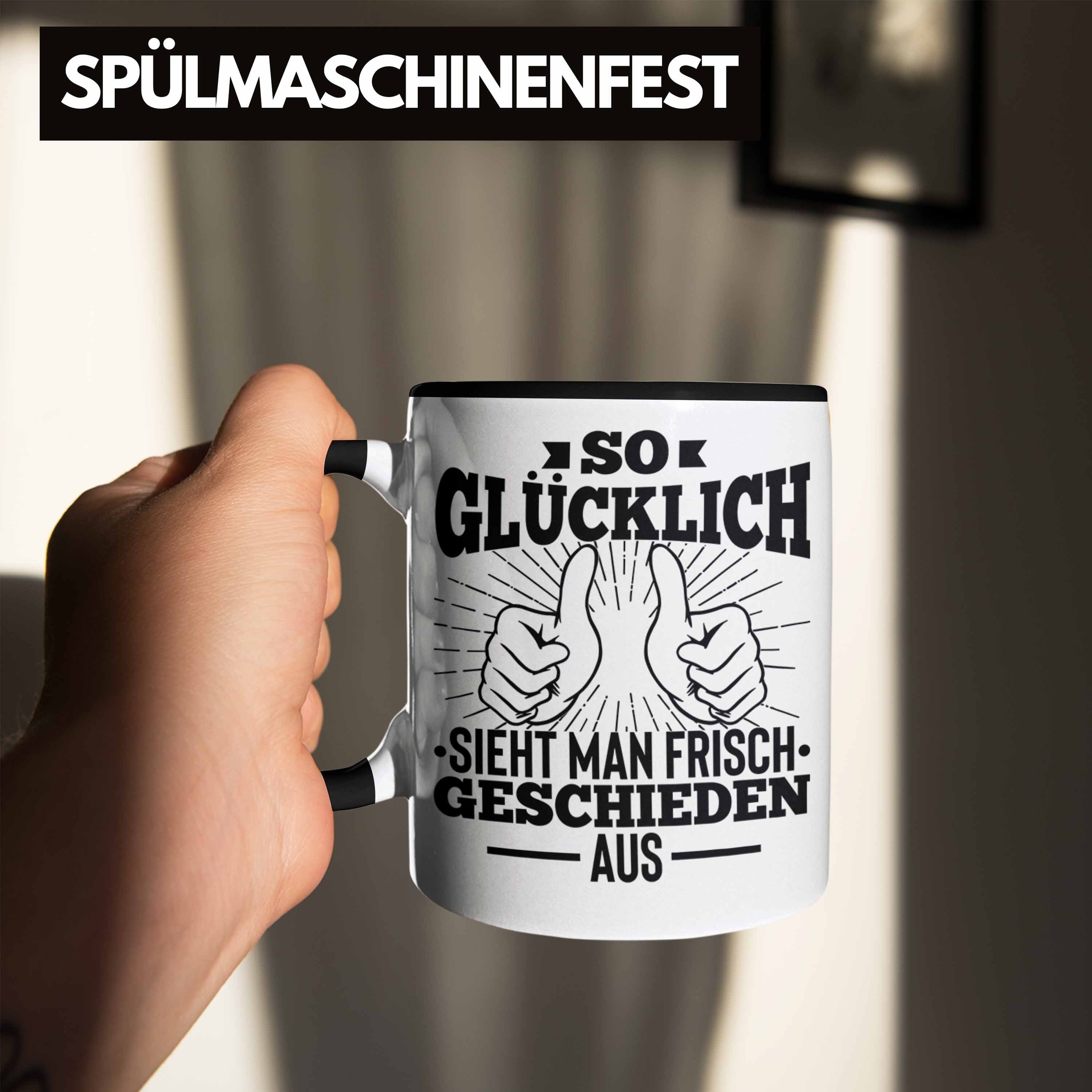 Trendation Tasse Scheidung - Schwarz Glücklich Lustig Tasse Trendation Geschenkidee Scheidung