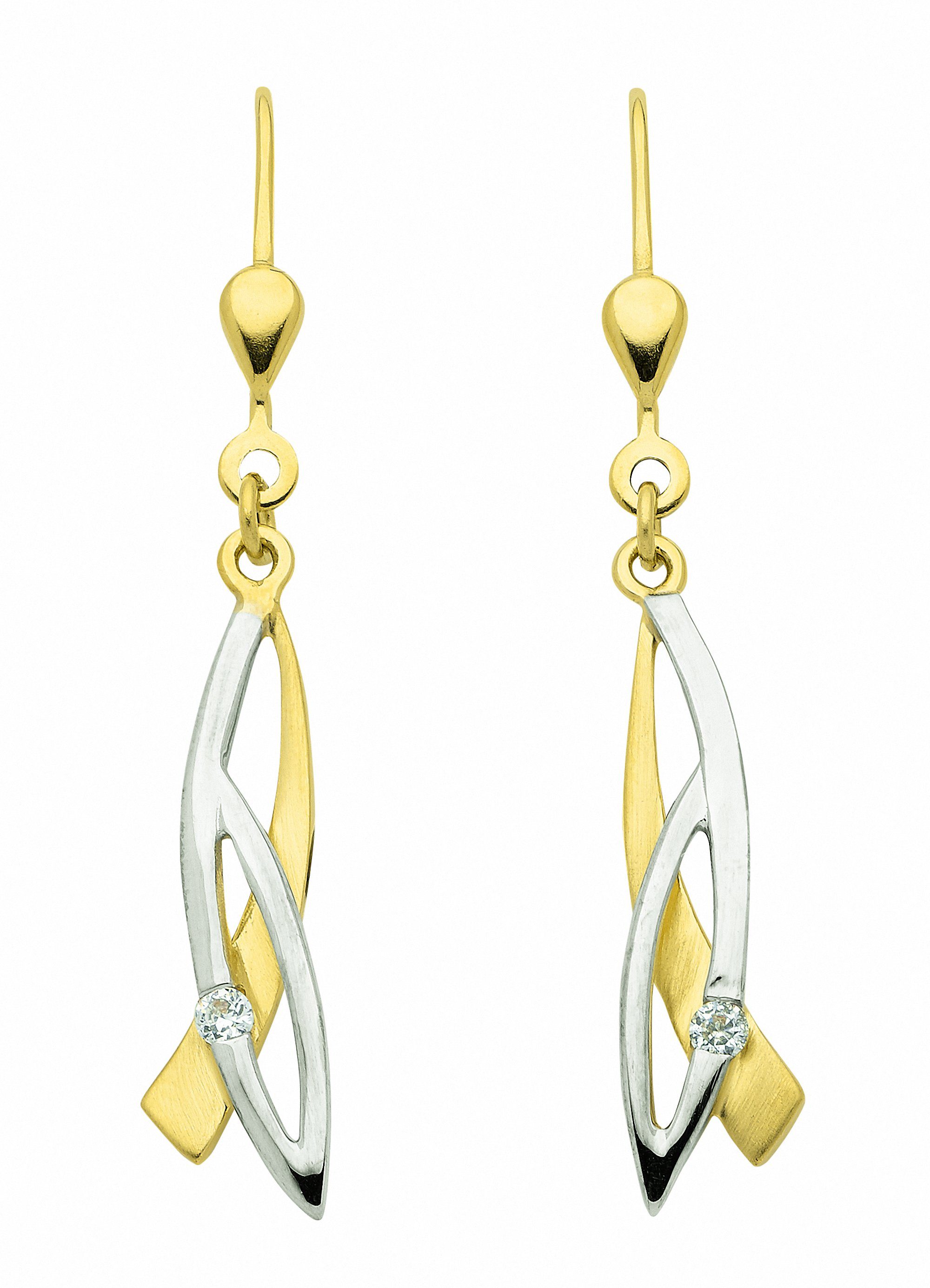Adelia´s Paar Ohrhänger Damen Goldschmuck, 333 Gold mit Zirkonia Goldschmuck für Damen