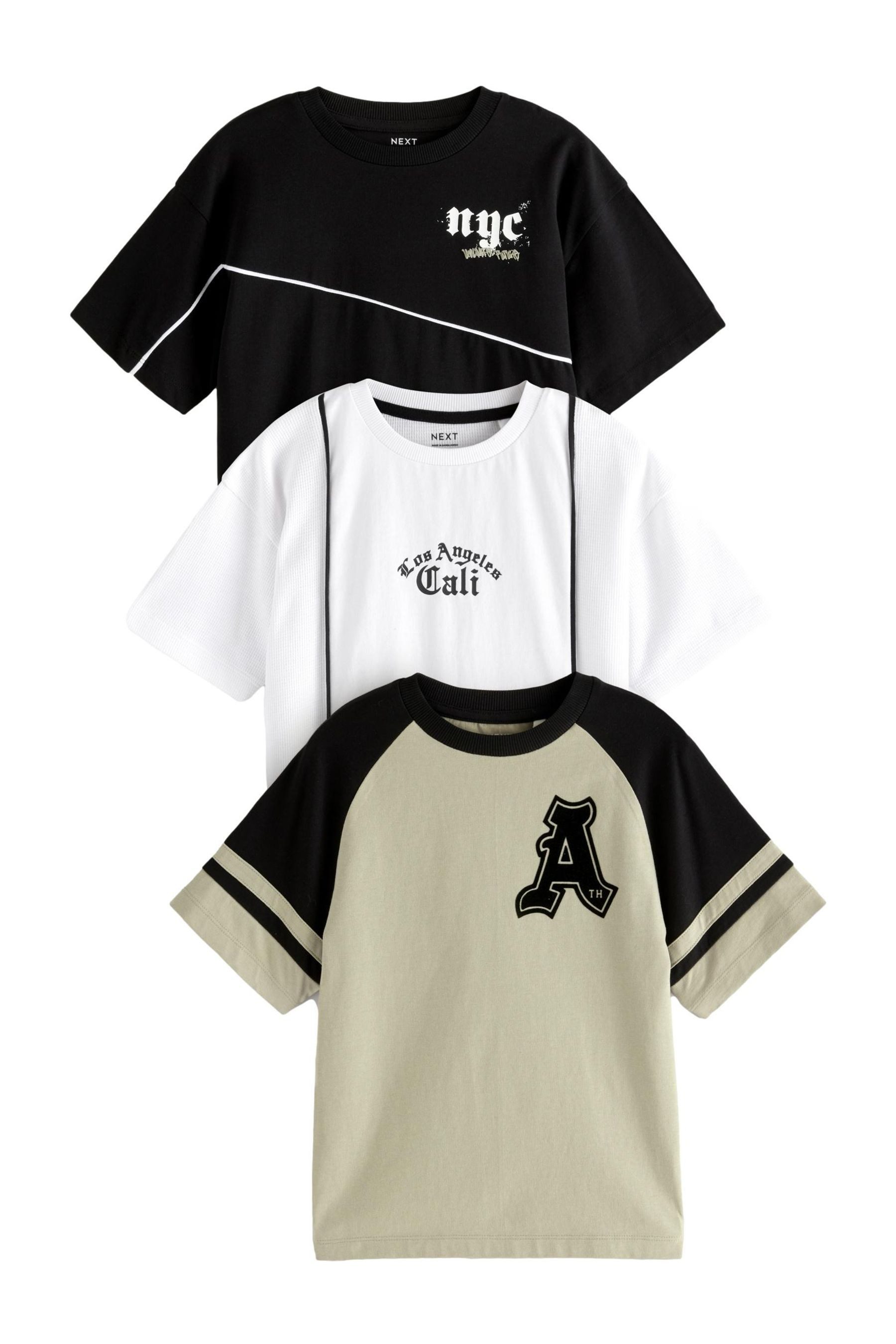 Next Print-Shirt 3er-Pack Relaxed Fit Kurzarm-T-Shirts günstig online kaufen