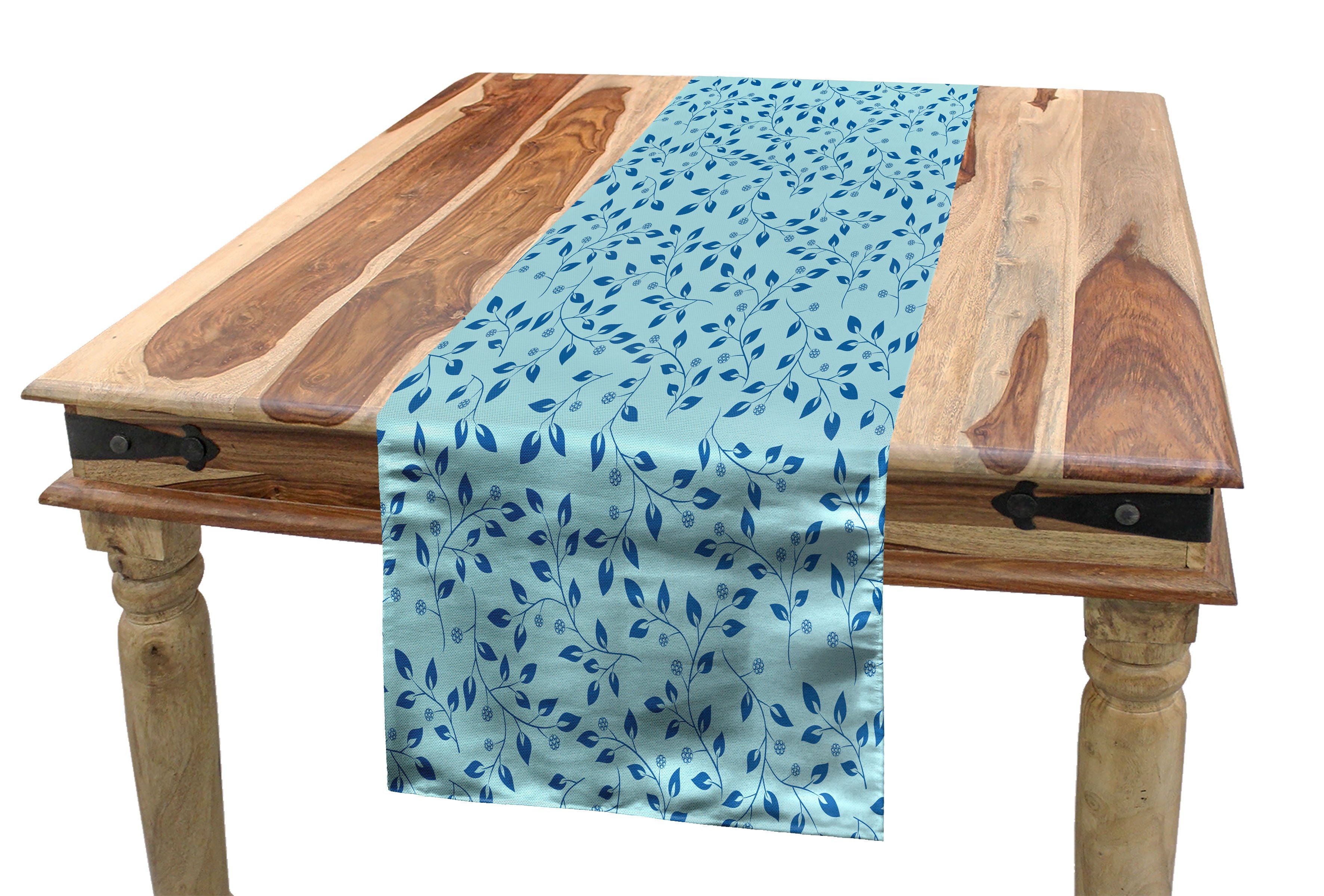 Abakuhaus Tischläufer Esszimmer Küche Rechteckiger Dekorativer Tischläufer, Blätter Blaue Beeren Rustic Leben