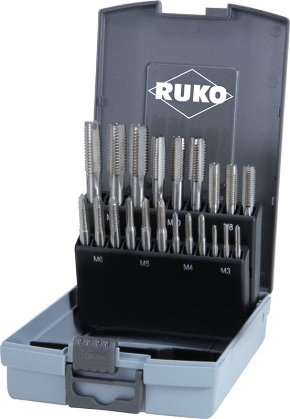 Ruko Gewindebohrer RUKO 245001RO Handgewindebohrer-Satz DIN 352 M3-M12 21-teilig HSS