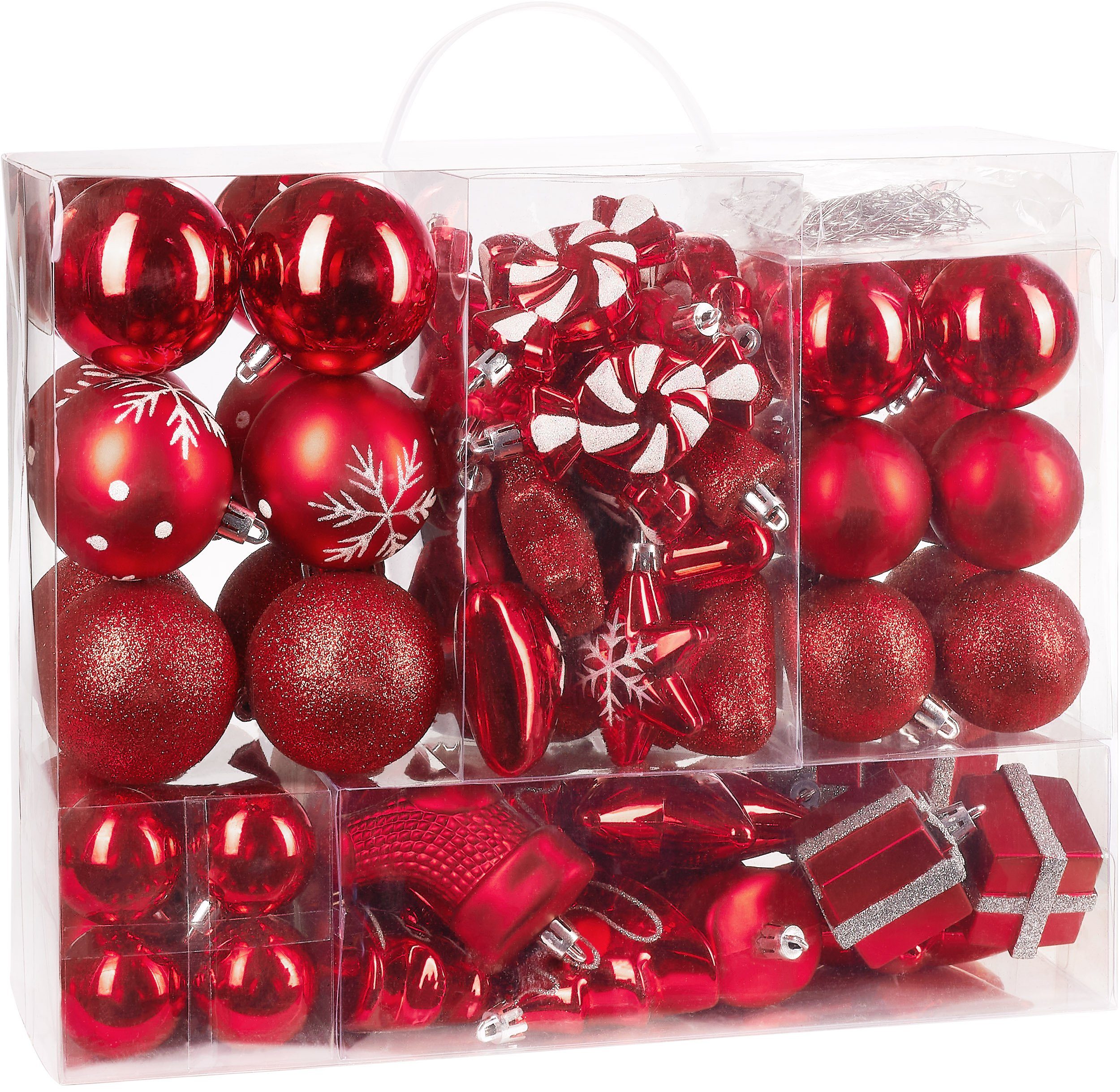 BRUBAKER Weihnachtsbaumkugel 77-teiliges Weihnachtskugel-Set, Christbaumschmuck aus Kunststoff, Weihnachtsdekoration Baumkugeln