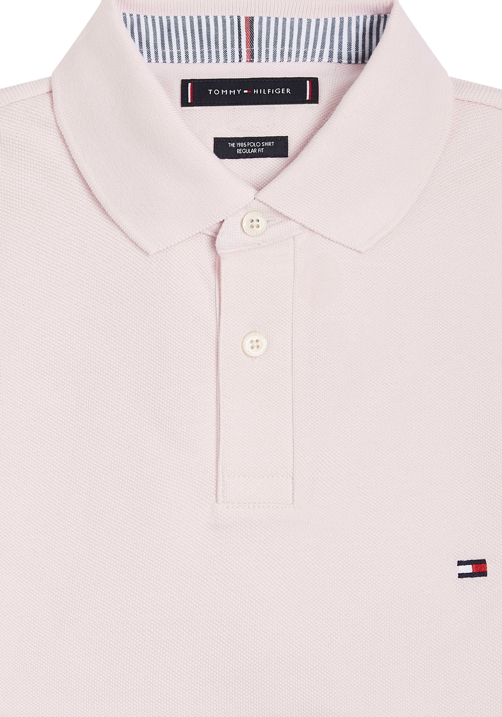 Hilfiger 1985 POLO innen Tommy mit Hilfiger Tommy Kontraststreifen pink Poloshirt am REGULAR Kragen light