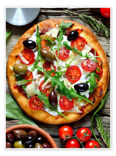 Posterlounge Poster Editors Choice, Frische selbstgemachte Pizza, Küche Mediterran Fotografie