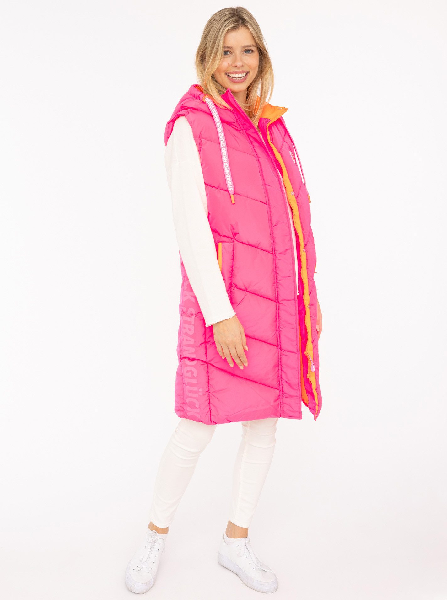 Zwillingsherz Steppweste "Strandglück" seitlicher Print, Kapuze, Taschen, m günstig online kaufen