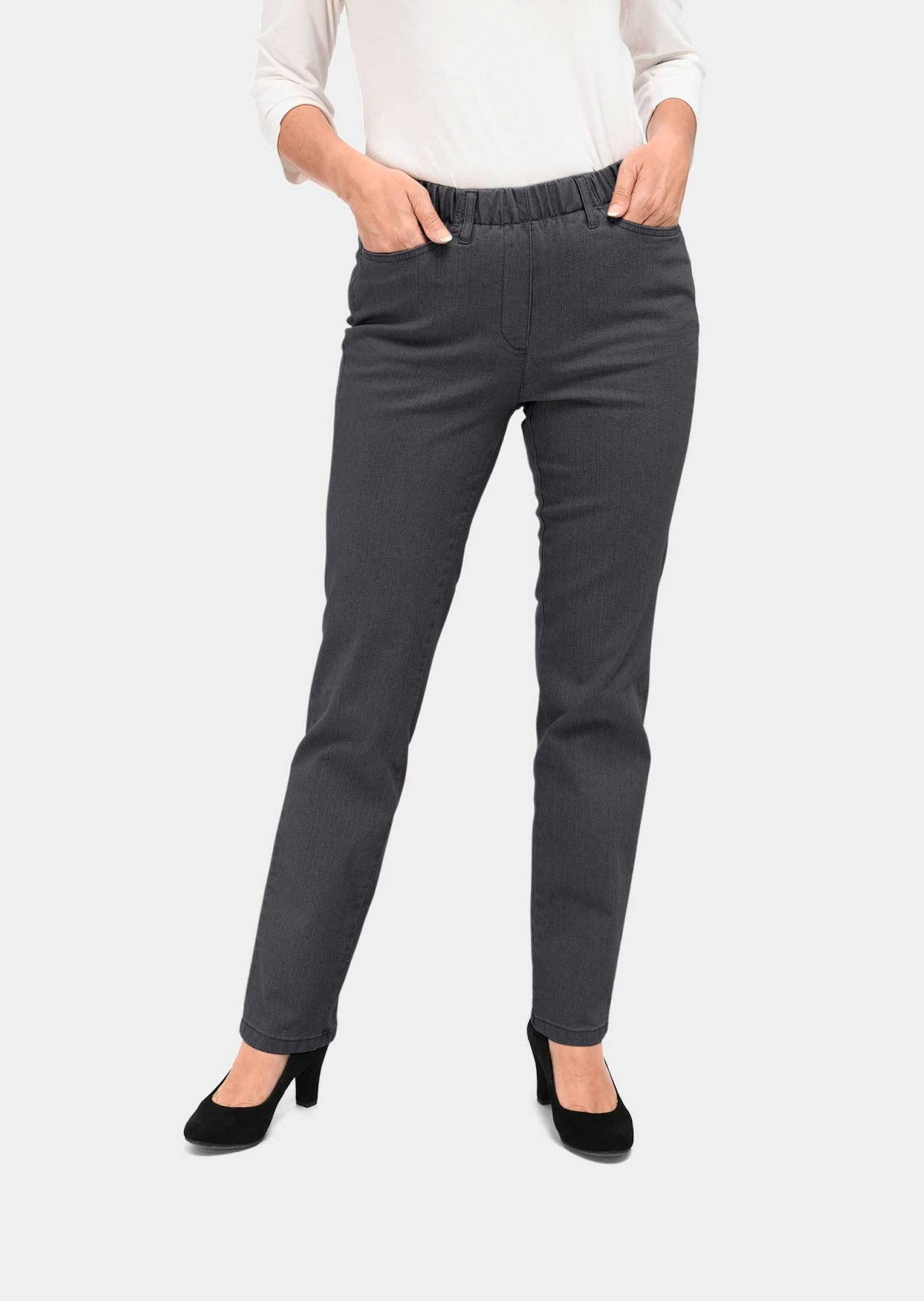 GOLDNER Bequeme Jeans Klassische Jeansschlupfhose LOUISA anthrazit | Straight-Fit Jeans