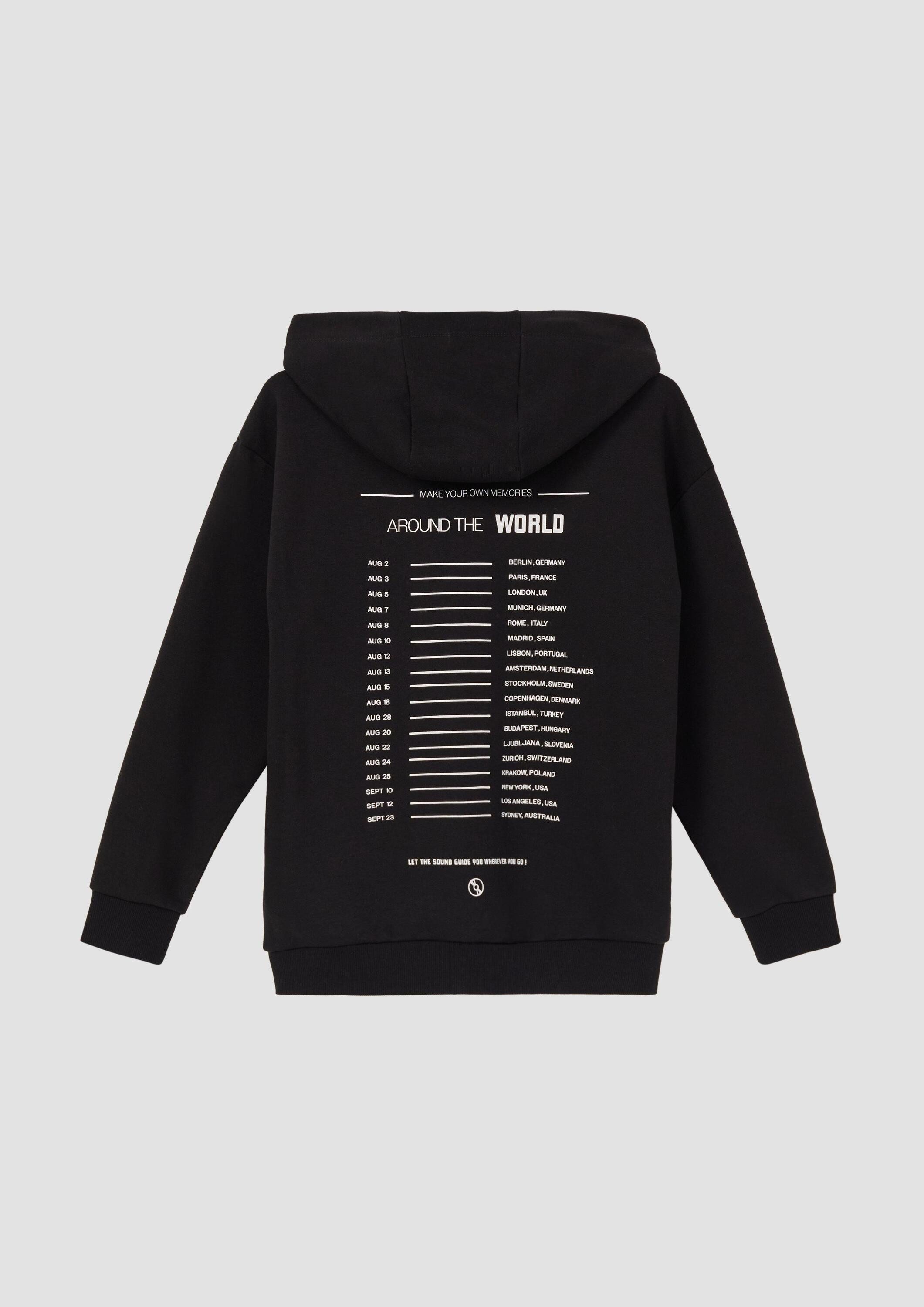 s.Oliver Sweatjacke Sweatshirt Jacke Sweatshirt-Jacke mit Front- und Rückenprint
