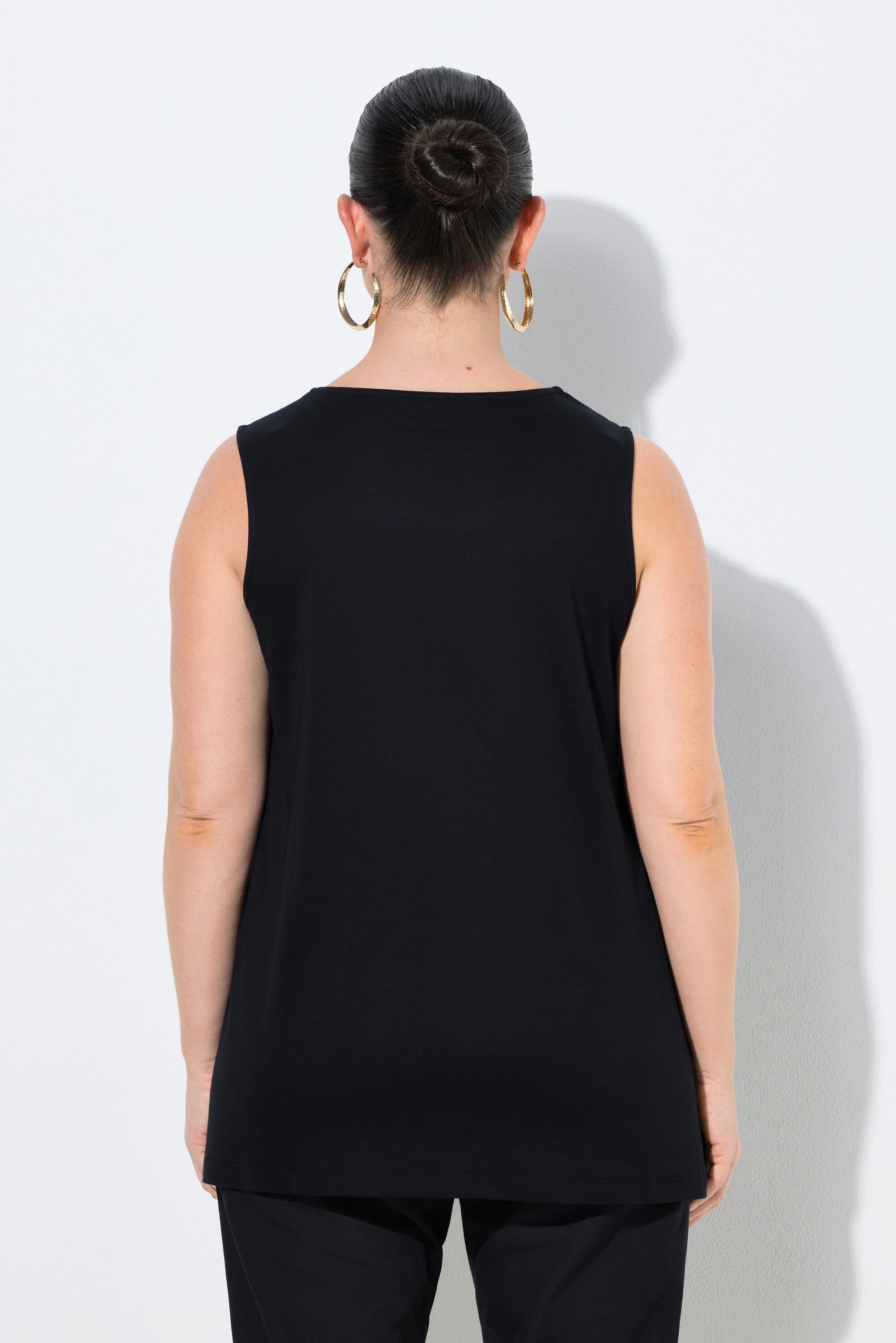 Ulla Popken Longtop Top A-Linie Herzausschnitt ärmellos Pima Cotton