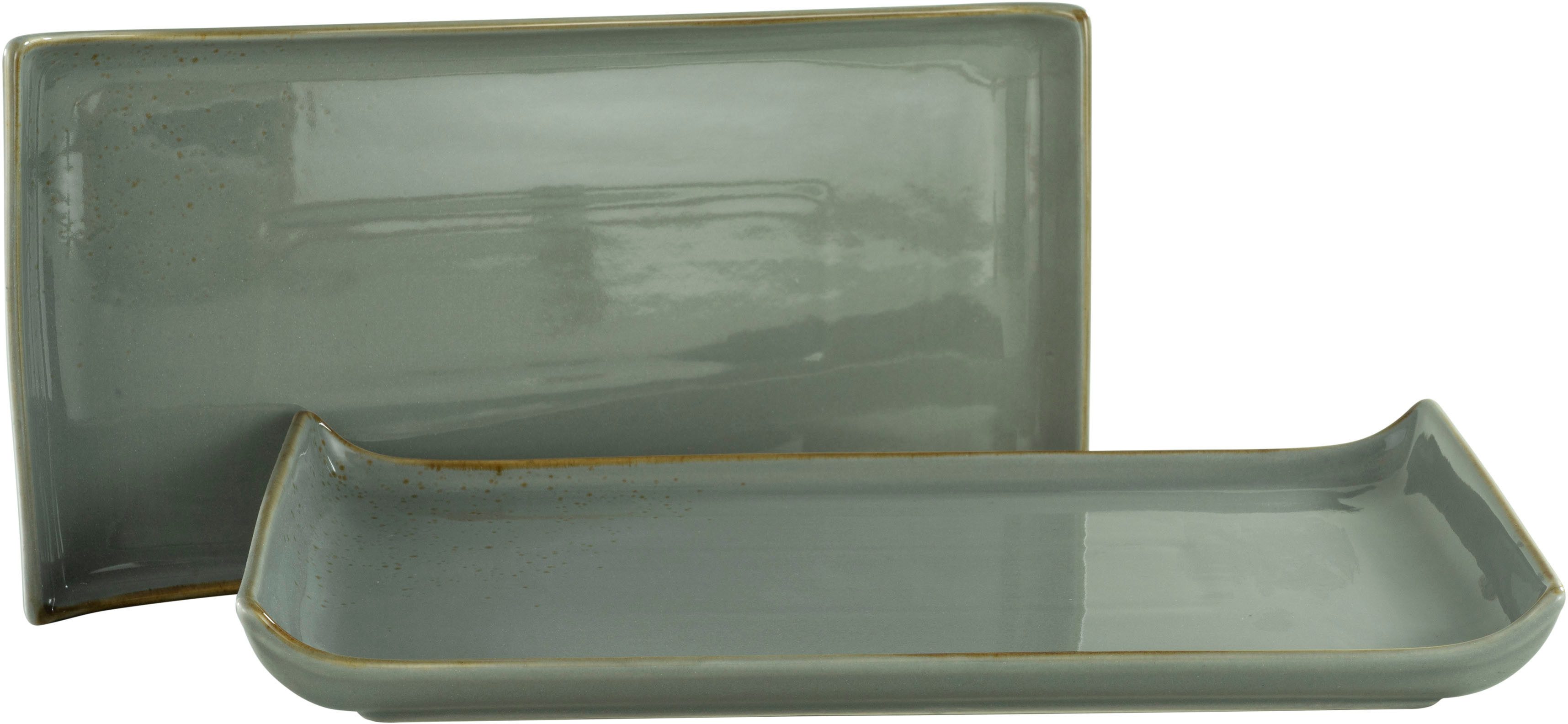 creaTable Servierplatte Nature Collection, Steinzeug, (Set, 2-tlg), Servier Set, 33x16,5 cm