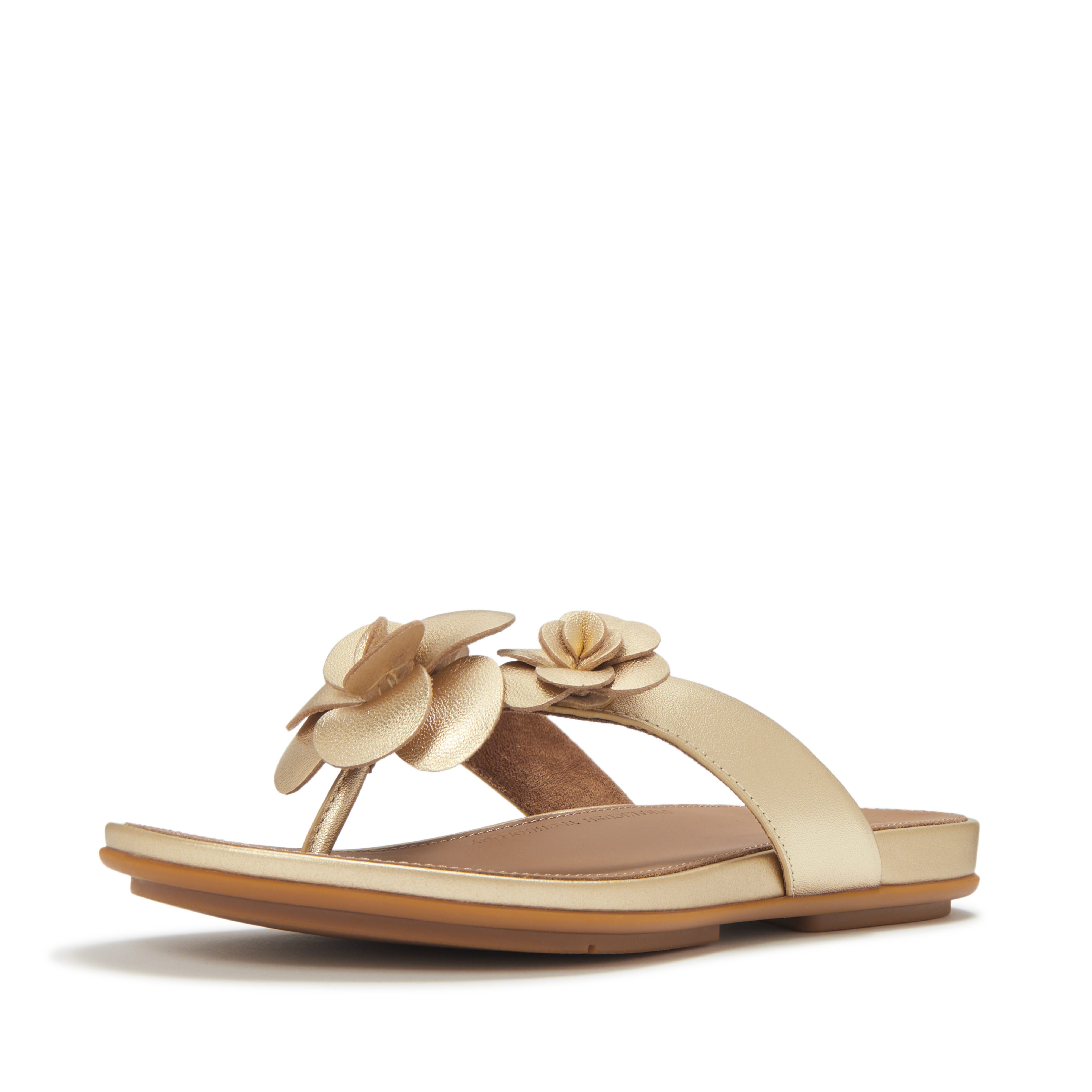 Fitflop GRACIE FLOWER LEATHER FLIP-FLOPS Dianette Zehentrenner, Sommerschuh mit auffälliger Blüte