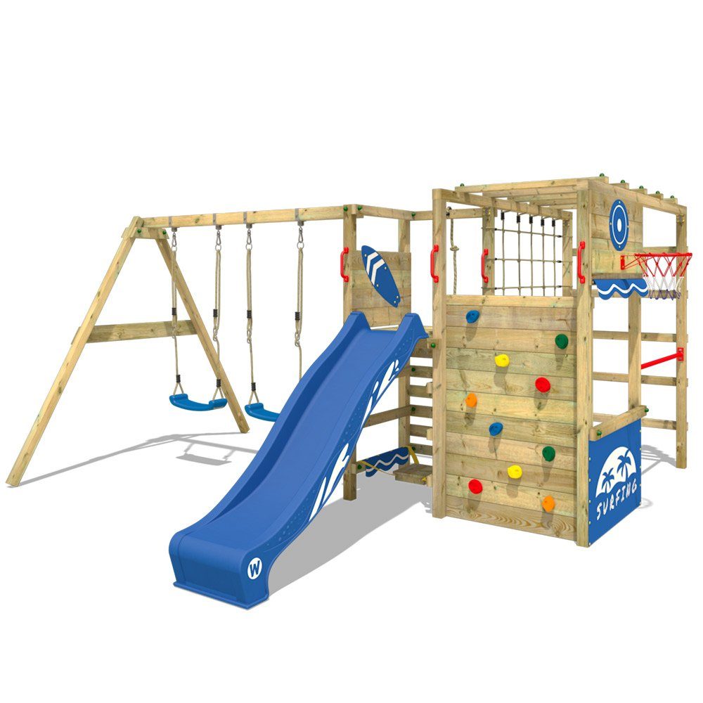Wickey Spielturm »Klettergerüst Smart Zone mit Schaukel & blauer Rutsche,  Gartenspielgerät mit Kletterwand & Spiel-Zubehör« online kaufen | OTTO