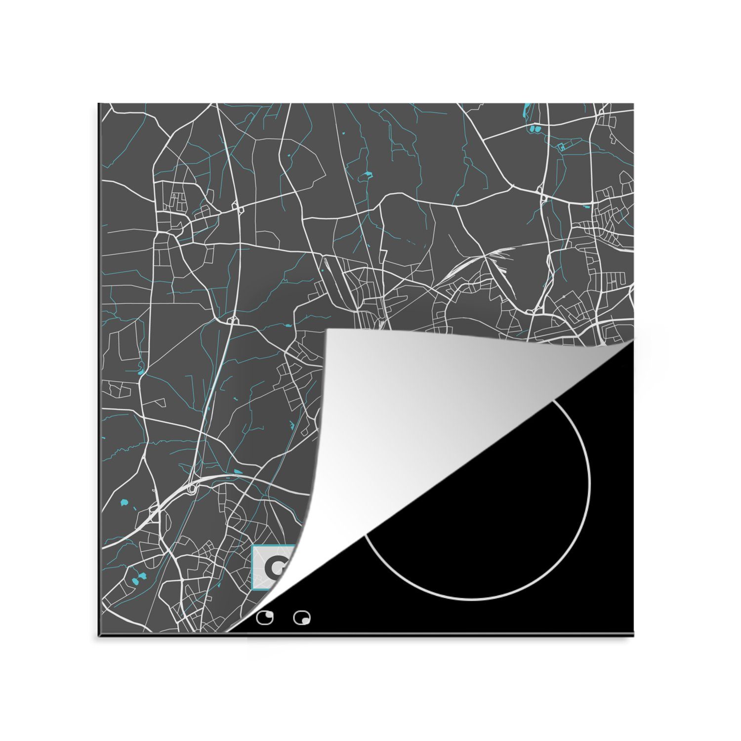 Karte küche Gladbeck 78x78 Deutschland - Arbeitsplatte Herdblende-/Abdeckplatte für - Ceranfeldabdeckung, (1 Stadtplan - cm, Karte, - Vinyl, tlg), MuchoWow