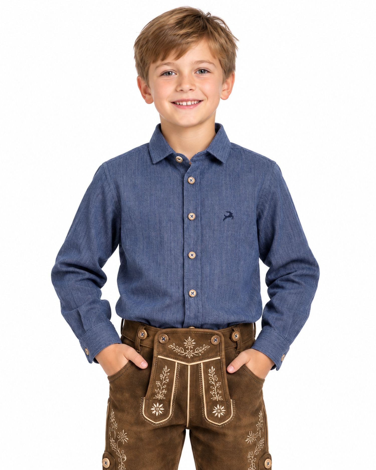 Maddox Trachtenhemd MADDOX Kinder Trachtenhemd 'Jonas' K-107, Blau