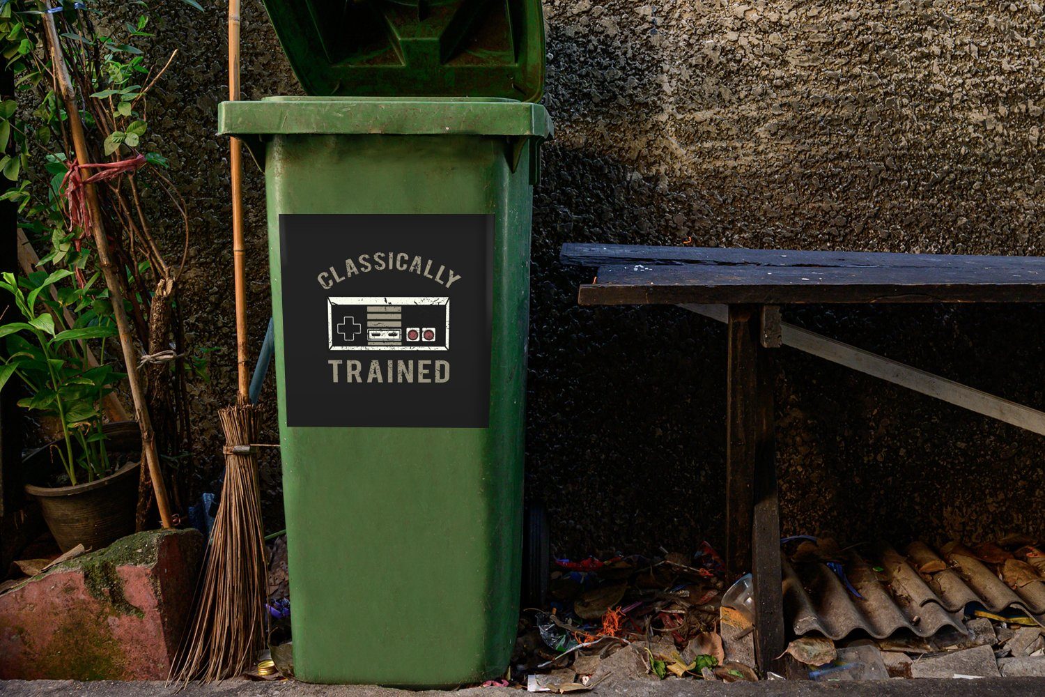 MuchoWow Wandsticker St), (1 Spiele Controller - - Container, Abfalbehälter Vintage Mülltonne, Mülleimer-aufkleber, Sticker