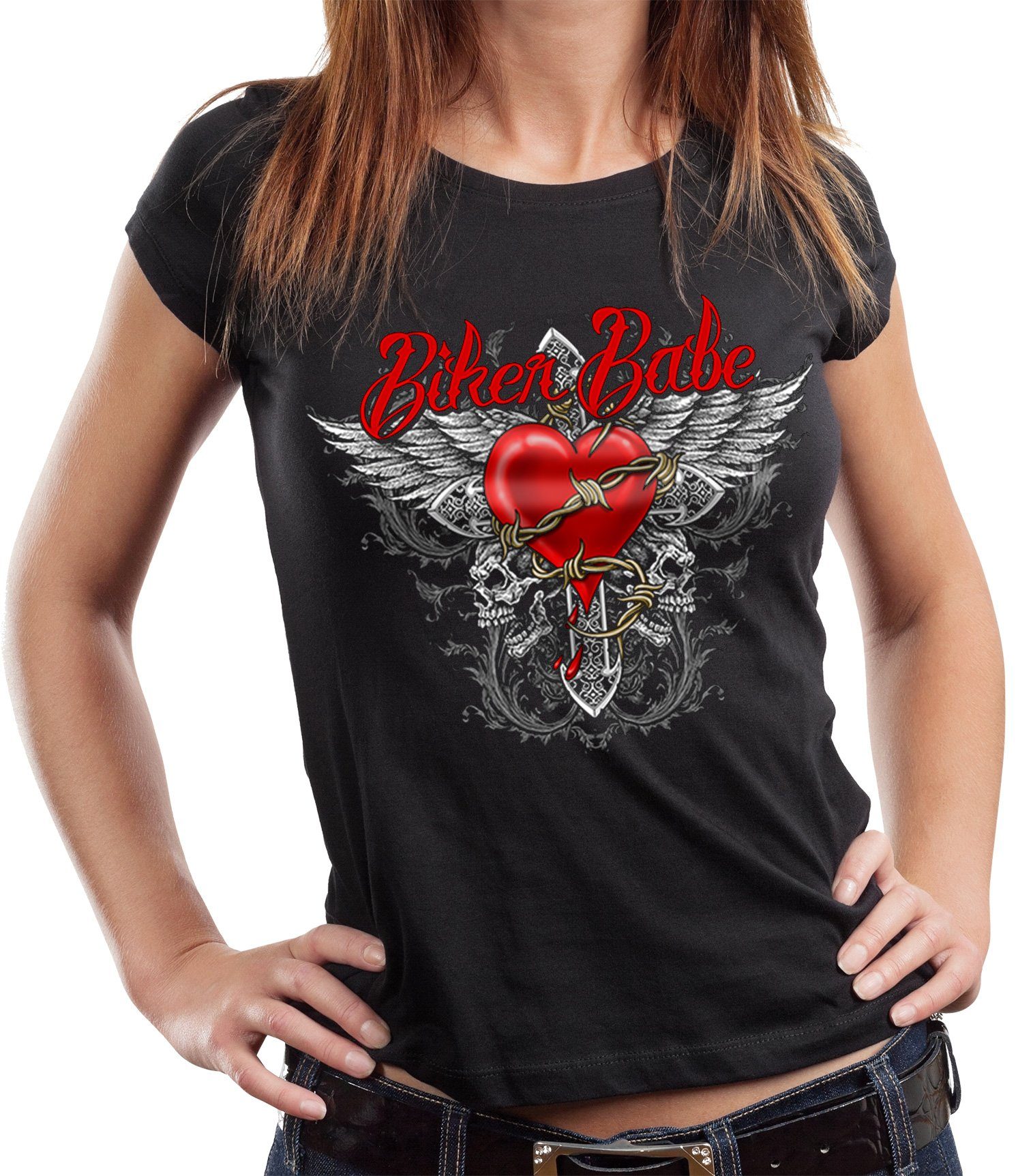 GASOLINE BANDIT® T-Shirt Damen Lady Biker-Shirt: Biker Babe