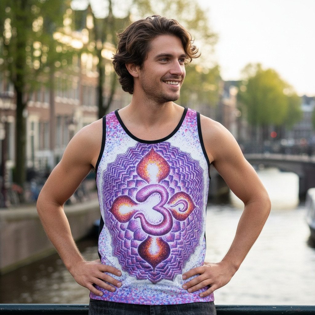 Guru-Shop Tanktop Psytrance Tank Top, Männer Top - Psytrance OM Psychedelic, Goa Style, Festival, alternative Bekleidung