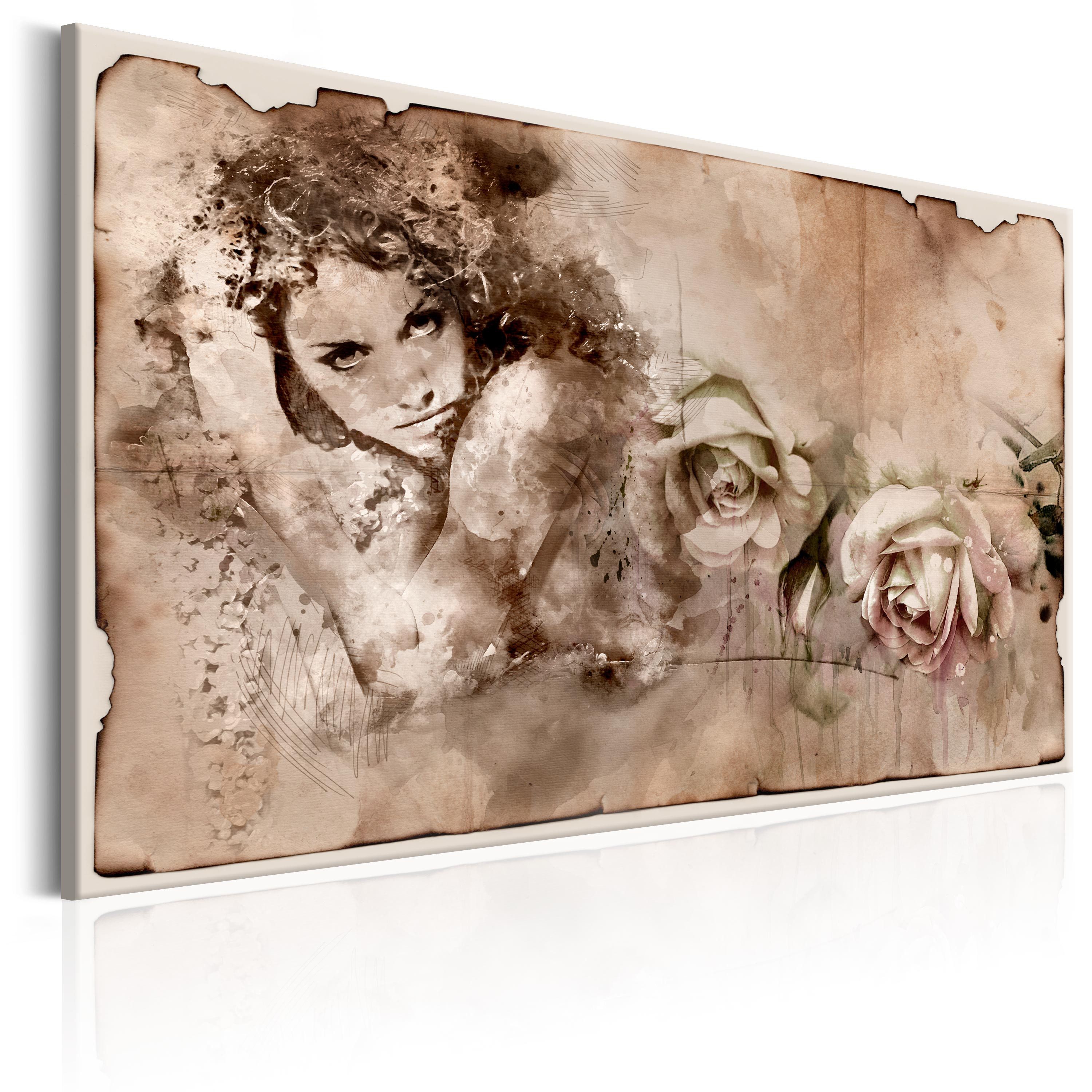 Artgeist Wandbild Retro Style: Woman and Roses