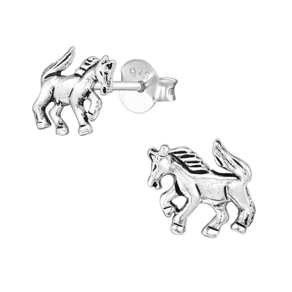 (2 Stück), Ohrring-Set Ohrstecker Ohrringe (1 Kinder 2-tlg), Silber Pferd Ohrschmuck aus 925 BUNGSA Paar