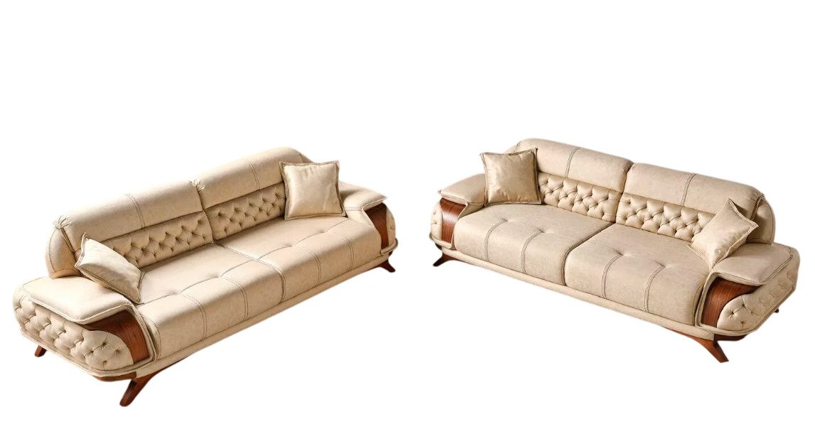 JVmoebel Polstergarnitur Stilvolles Modernes Sofa Set 3+3 – Beige Design für Wohnzimmer Sofort, (2-tlg), Made in Europa