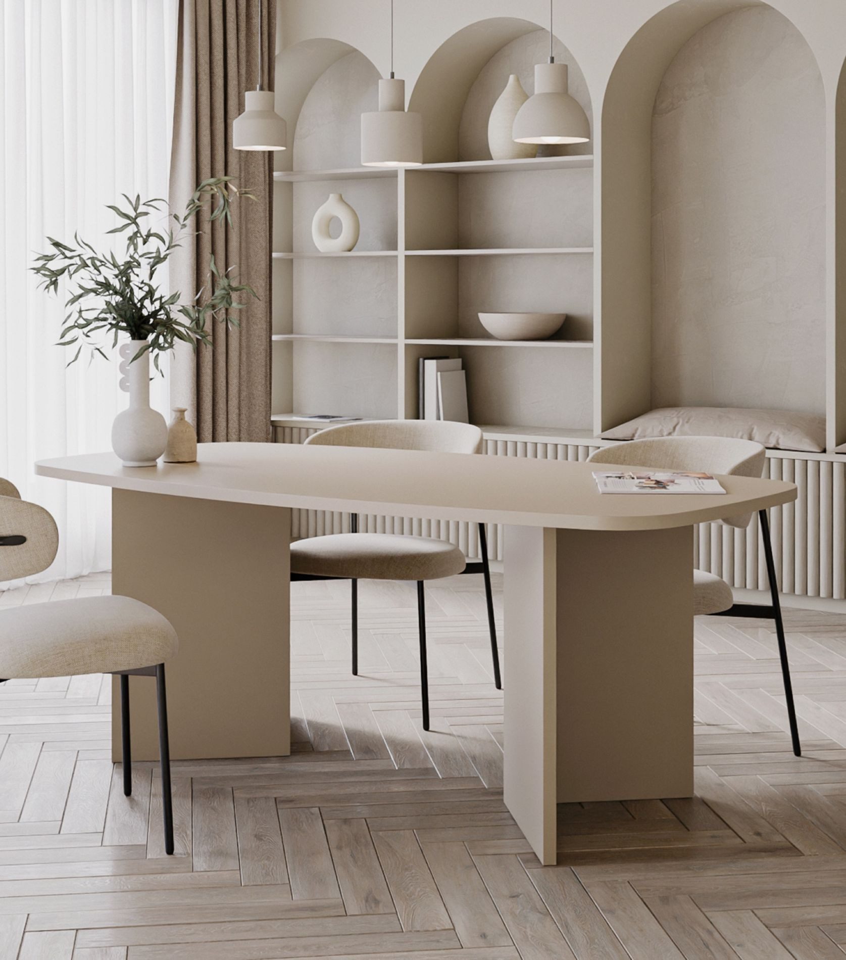 Selsey Esstisch Piano, robuste 28mm Platte, abgerundete Kanten, 6-8 Personen, 190x100 cm