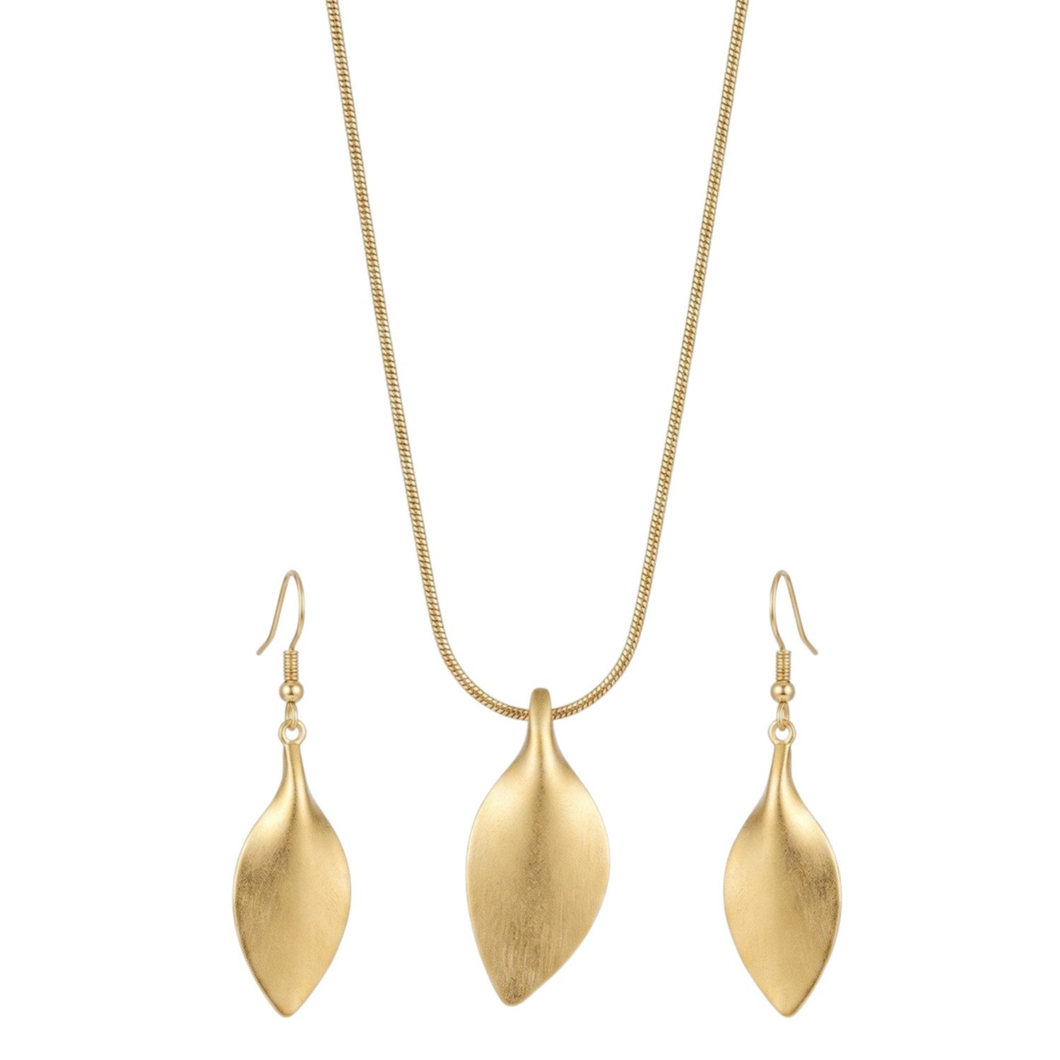 KARMA Schmuckset Damen Blätter Edelstahl Gold Ohrringe Halskette verstellbar (2-tlg., rostfrei Damenhalskette Ohrschmuck), Geschenk für Sie wasserfest hypoallergen