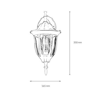 Licht-Erlebnisse Außen-Wandleuchte MILANO, ohne Leuchtmittel, AußenWandlampe hängend Gold Antik Hoflampe 35cm hoch Lampe