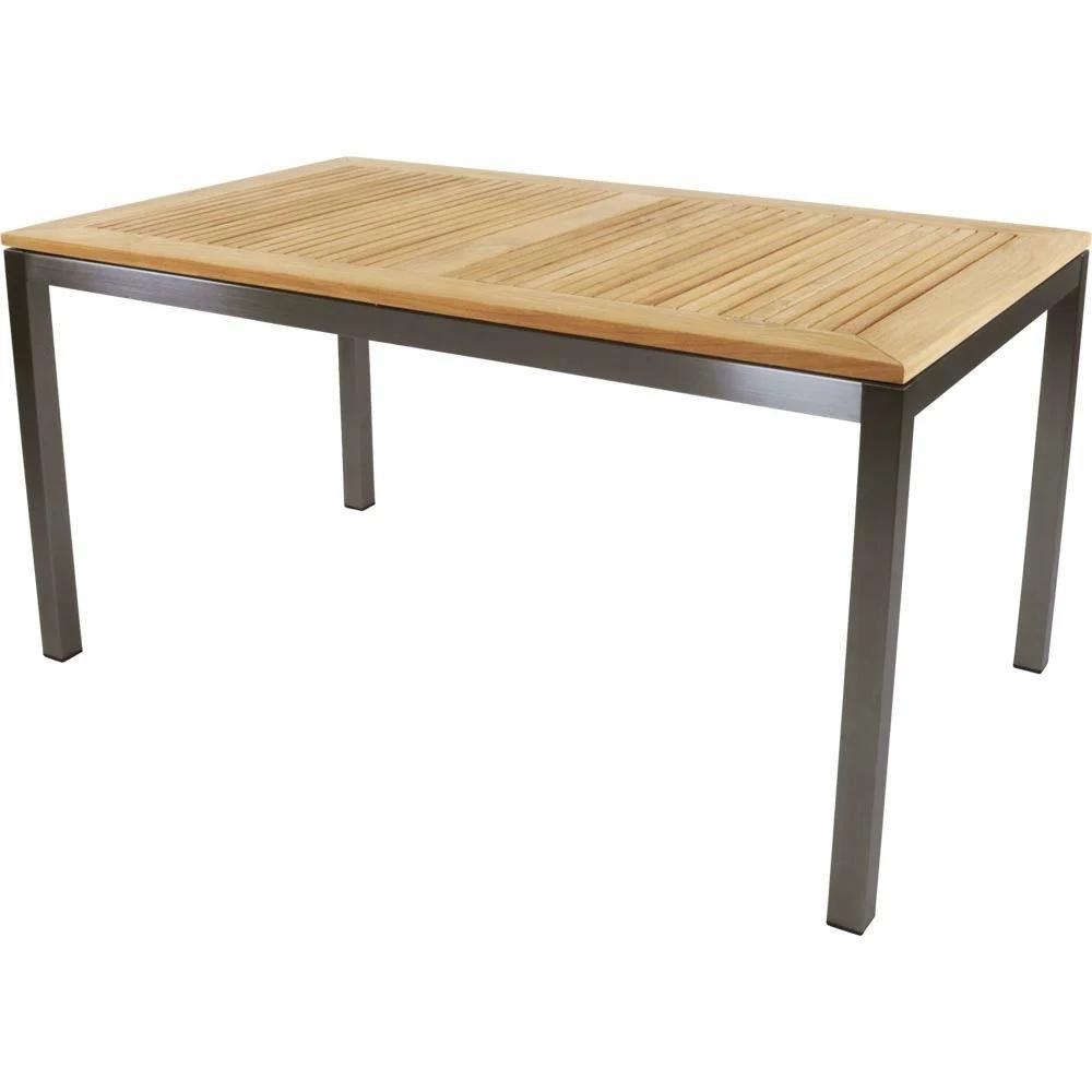 Gartentisch Marmaris Tisch Teak Edelstahl Natur 152 x 90 x 76 cm