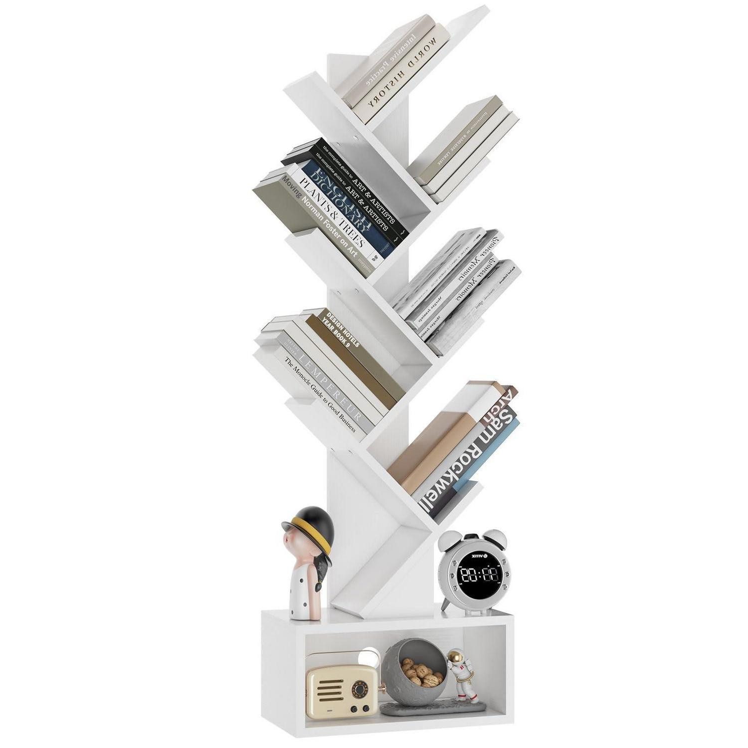LuxusKollektion Bücherturm Bücherregal Baumform 6 Ebenen Weiß 112cm, 1-tlg.
