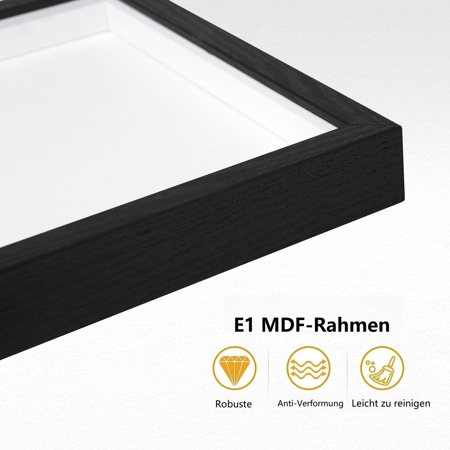 Schwarz Fotorahmen, MDF 3D (1 aus EUGAD Bilderrahmen, quadratisch St), Objektrahmen