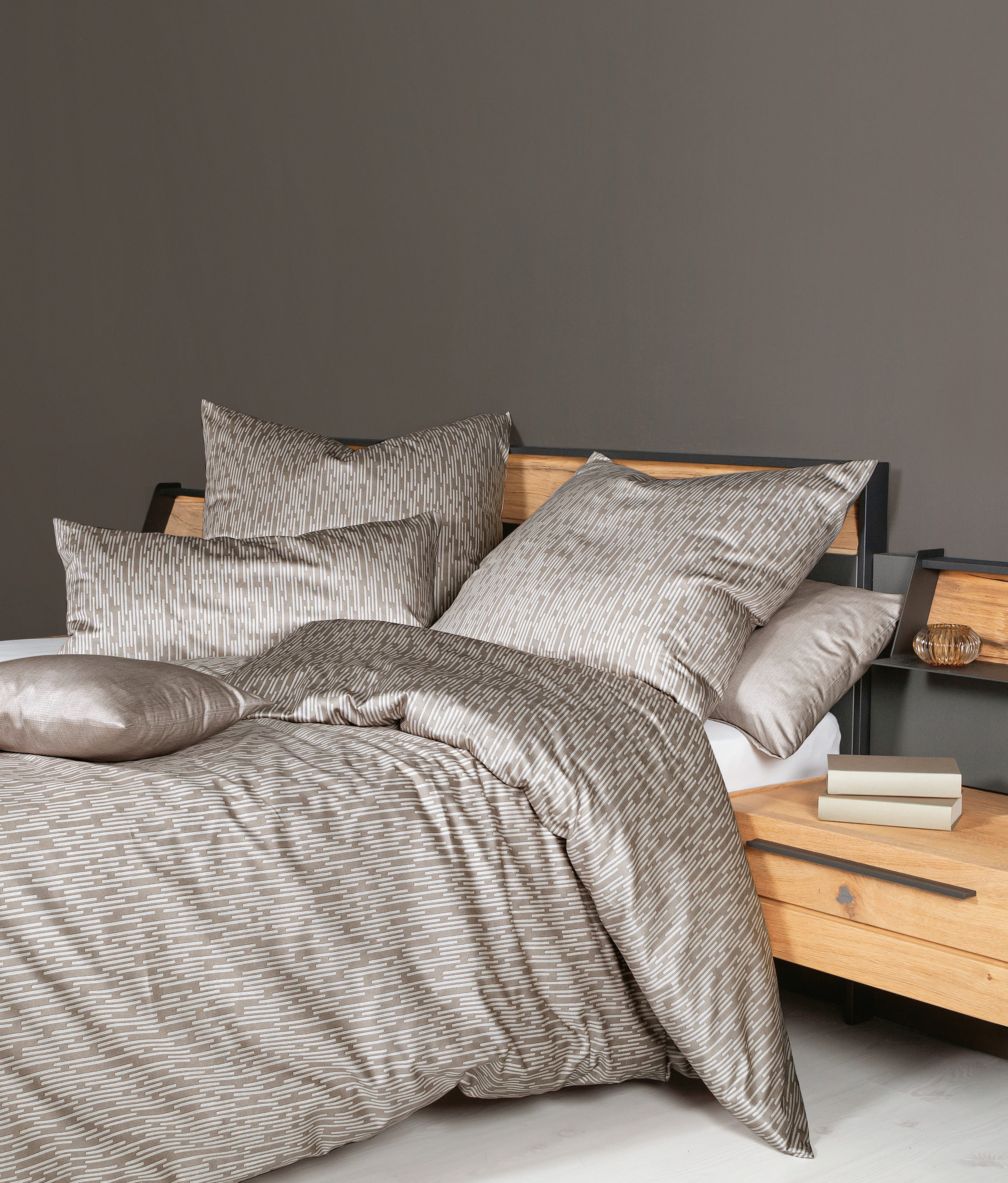 Janine Mako-Satin Bettwäsche MILANO 45097 opalgrau Größe:  155x220 cm + 80x günstig online kaufen