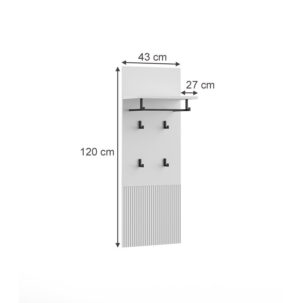 Vicco Garderobenschrank Eliza, Weiß, 43 x 120 cm (1-St) – Bild 3 von 5