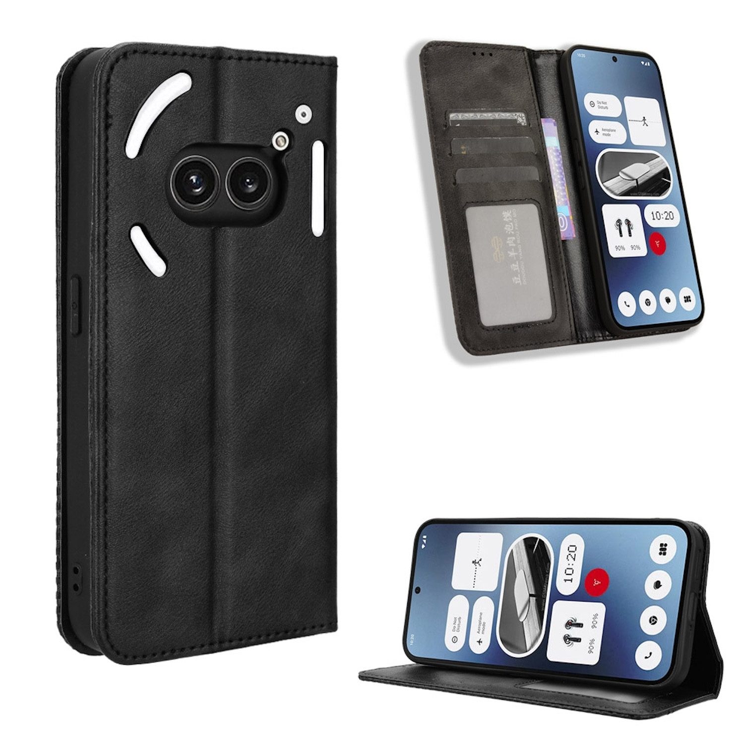 Wigento Smartphone-Hülle Für Nothing Phone 2a / Plus Kunstleder Book Wallet Tasche Retro Textur