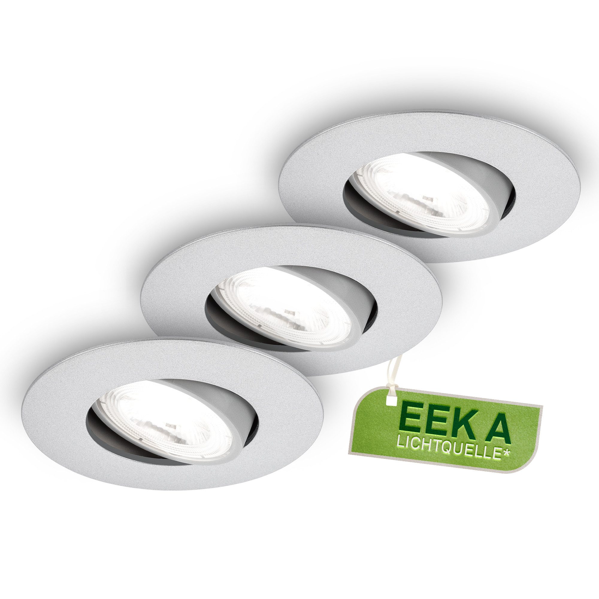 Briloner Leuchten LED Einbauleuchte ultraflaches 3er-Set EEK A Effizient Schwenkbar, LED fest integriert, 2700 - Extra-Warmweiß, 90x24 mm je 2W, je 385lm