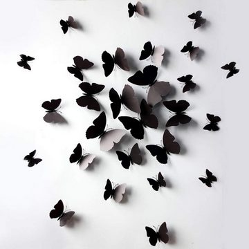 Rnemitery 3D-Wandtattoo 12 Stück 3D Schmetterlinge Set Wandtattoo Wasserdicht DIY Wanddeko (1 St)