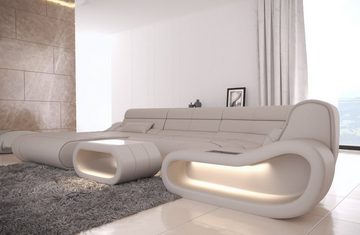 Sofa Dreams Wohnlandschaft Ledercouch Leder Sofa Concept U Form Ledersofa, Couch, mit LED, Designersofa mit ergonomischer Rückenlehne