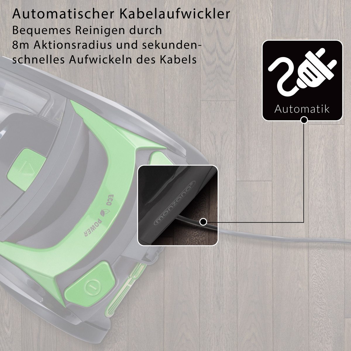 monzana Bodenstaubsauger, 900 W, Beutellos, Saugleistung 900W, 1,5L Staubbehälter, 2in1 Fugendüse & Polsterbürste