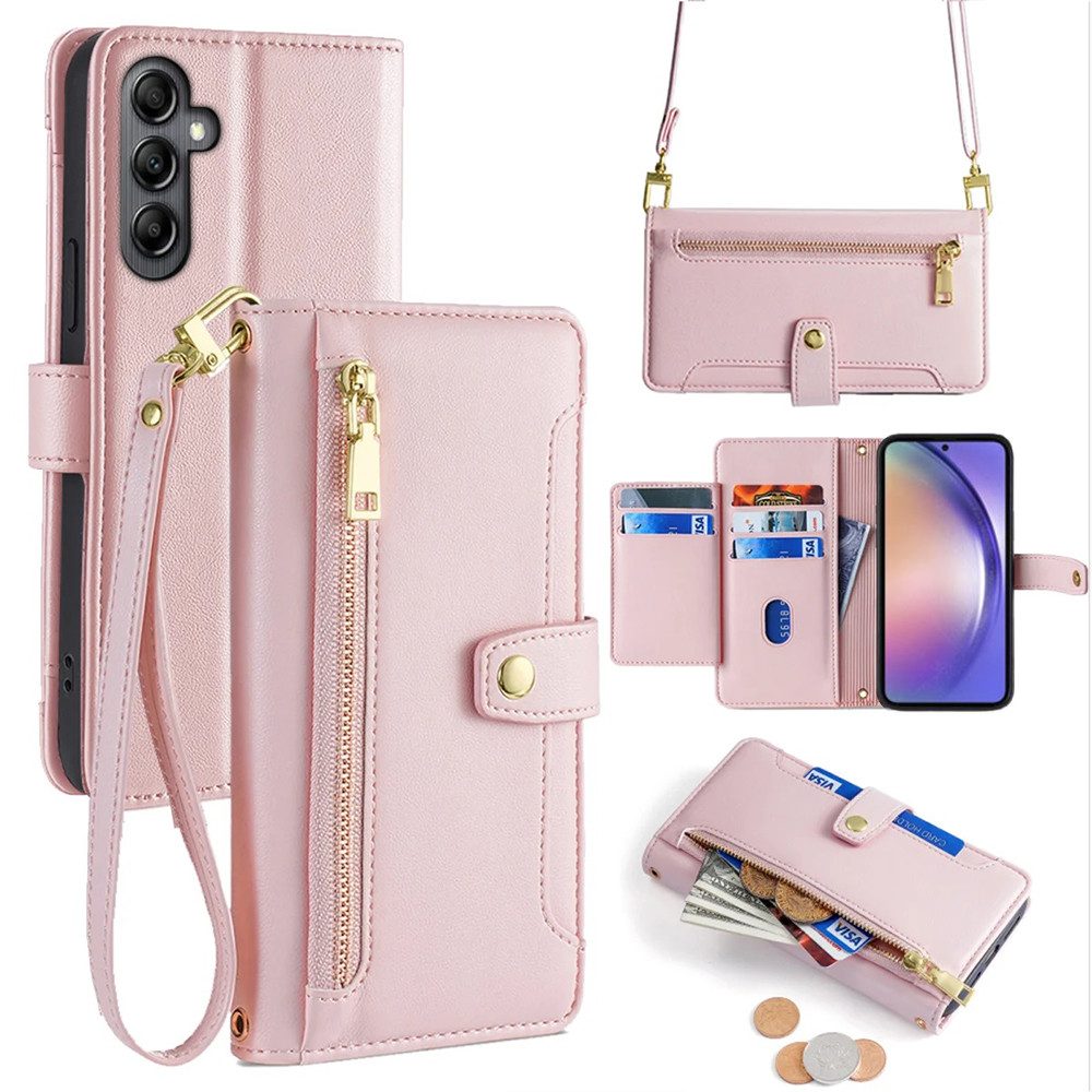 betterfon Handykette für Samsung Galaxy Leder Umhänge Hülle mit Kartenfächer, Hände frei – mit Silikonhülle & Schnur für flexiblen Alltag