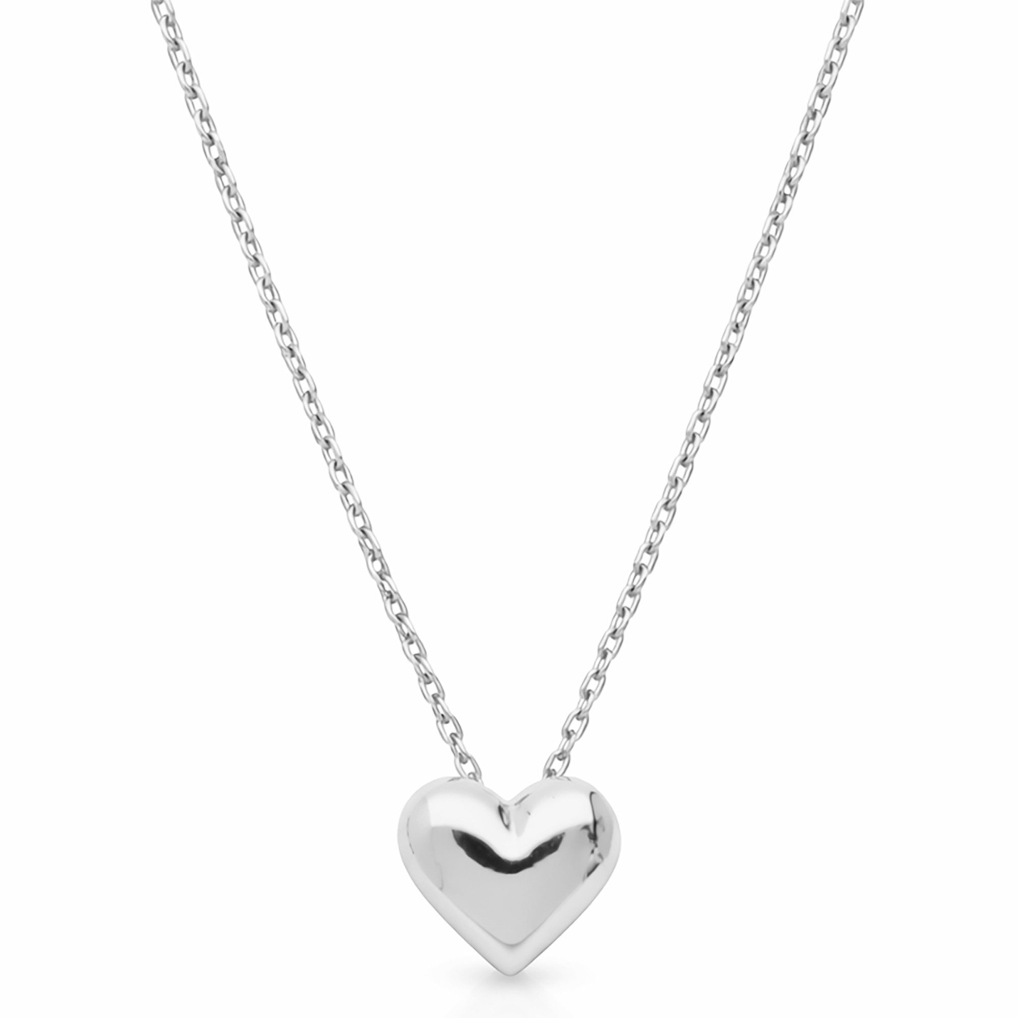 Kette mit Anhänger 18K Weißgold vergoldet Kette kleines Herz Anhänger Herzkette silber